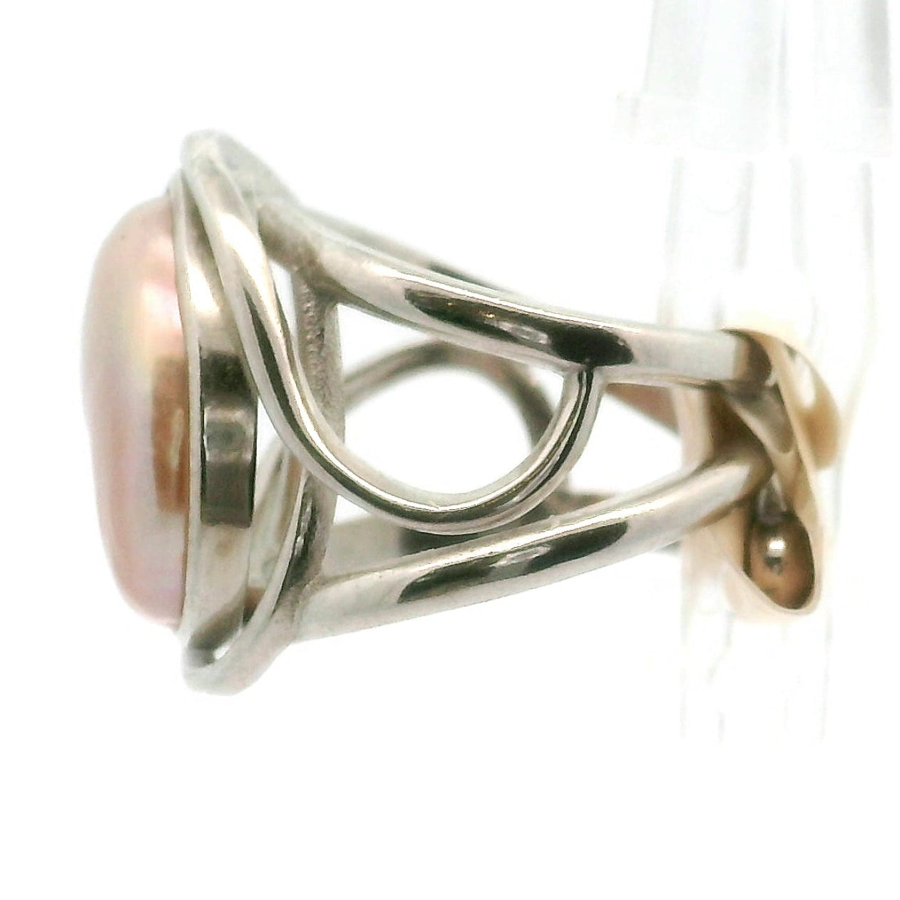 Pink Pearl Cuff Ring .925 Silver for Honesty, Commitment & Faithfulness in Relationships