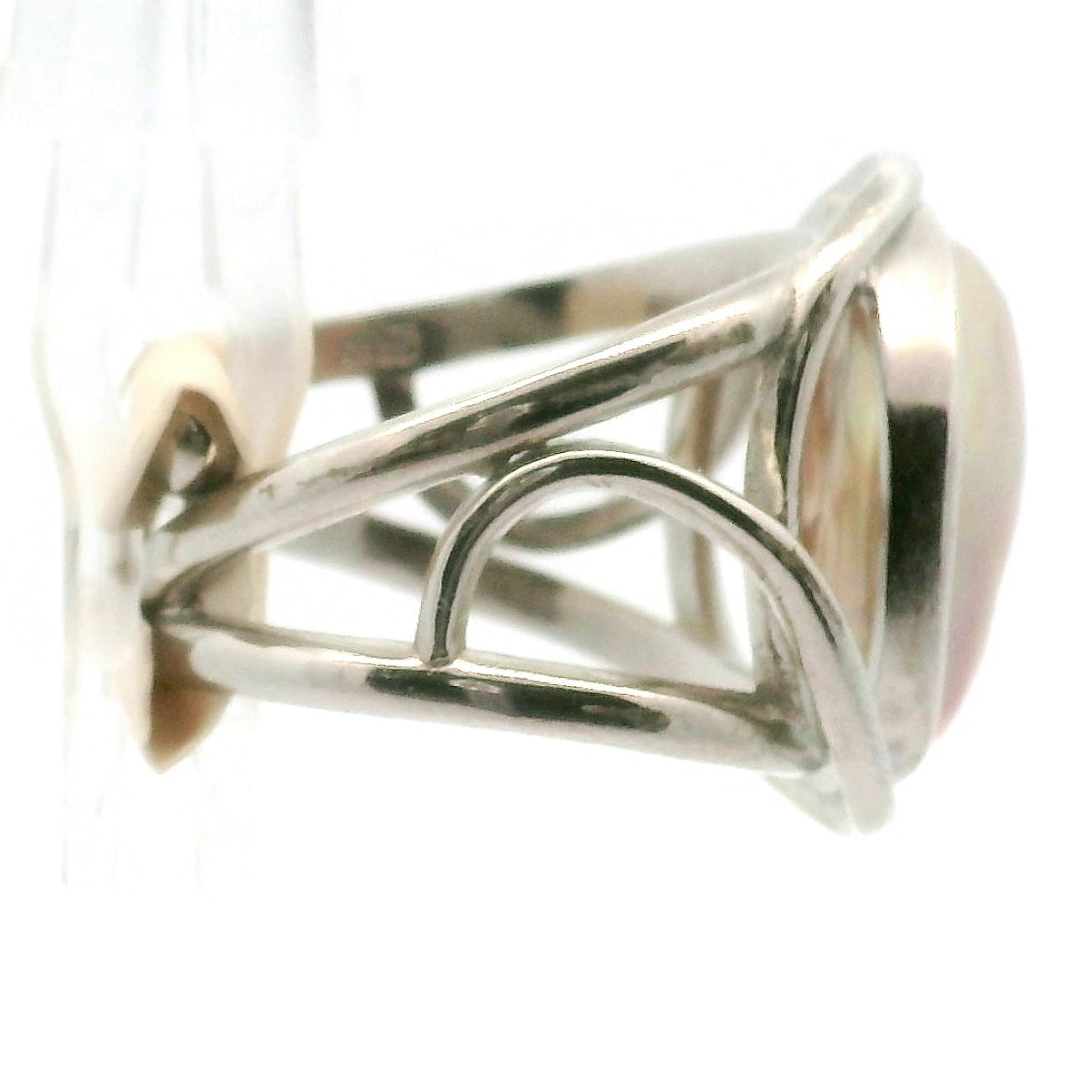 Pink Pearl Cuff Ring .925 Silver for Honesty, Commitment & Faithfulness in Relationships