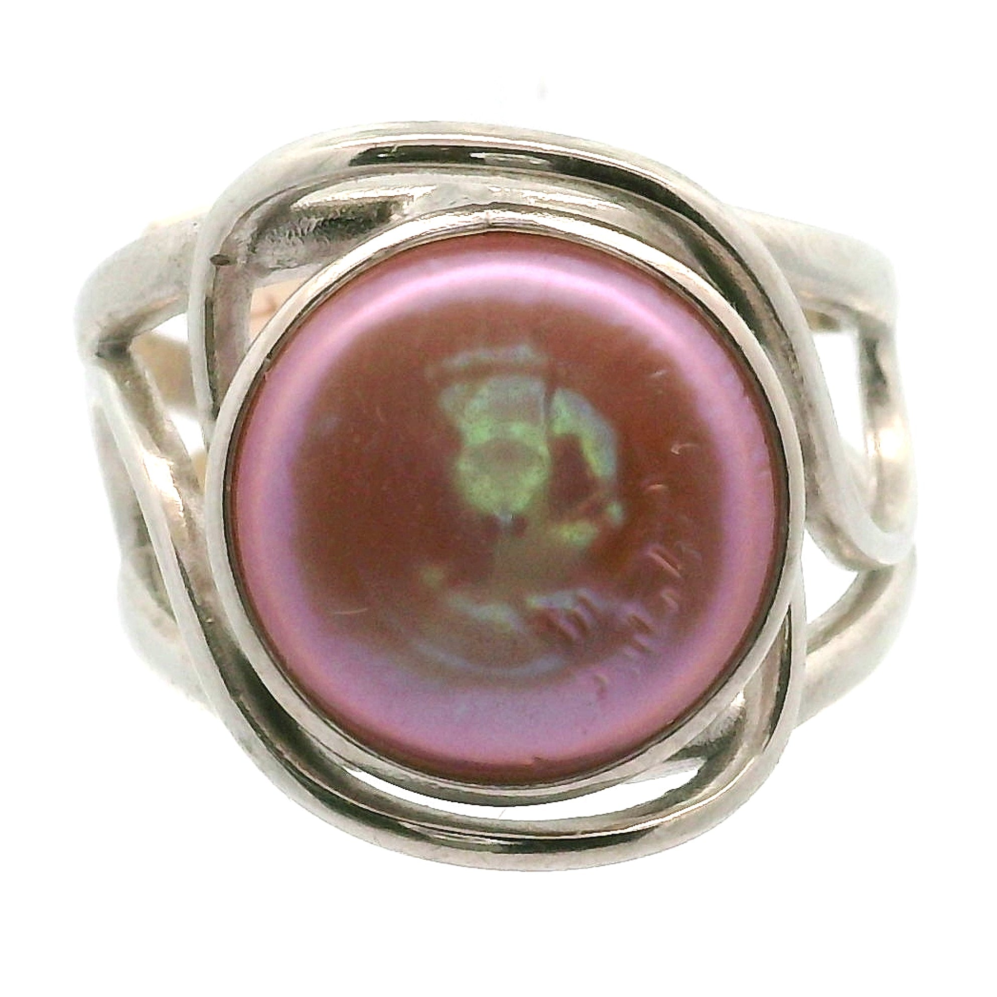 Pink Pearl Cuff Ring .925 Silver for Honesty, Commitment & Faithfulness in Relationships