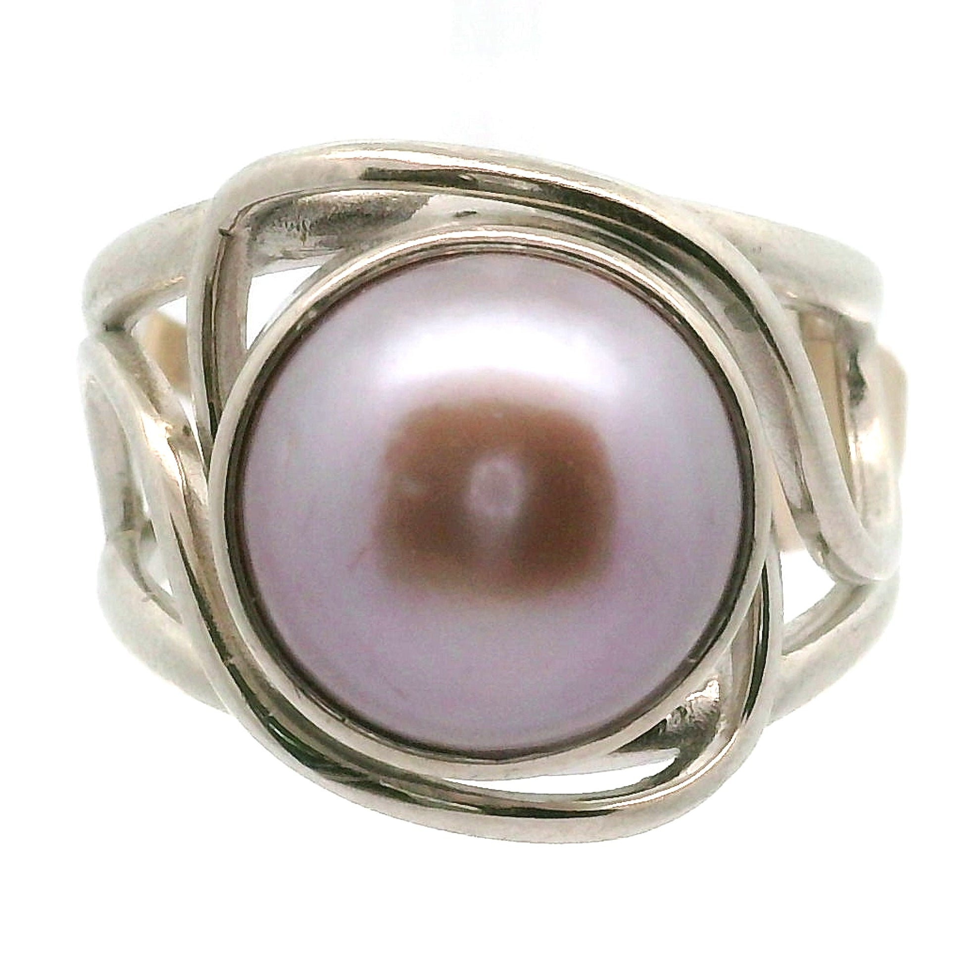 Pink Pearl Cuff Ring .925 Silver for Honesty, Commitment & Faithfulness in Relationships