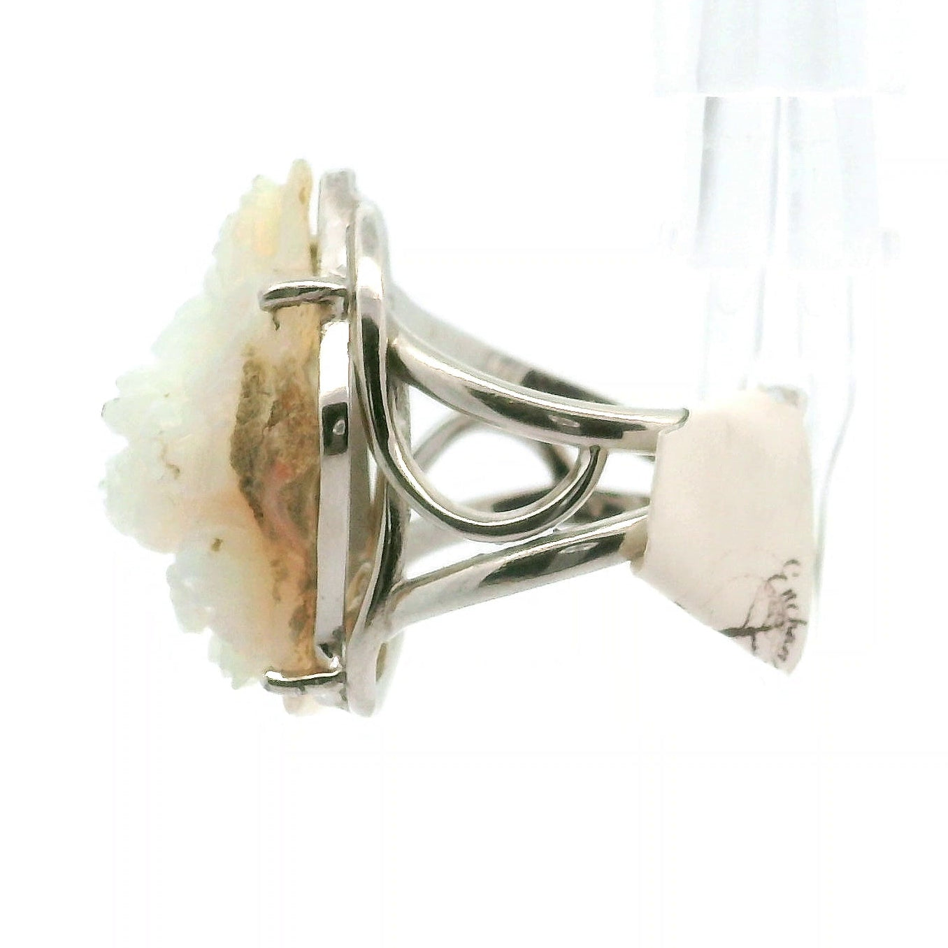 Ethiopian Opal Ganesha Cuff Ring .925 Silver for Good Luck, Transformation and Joy