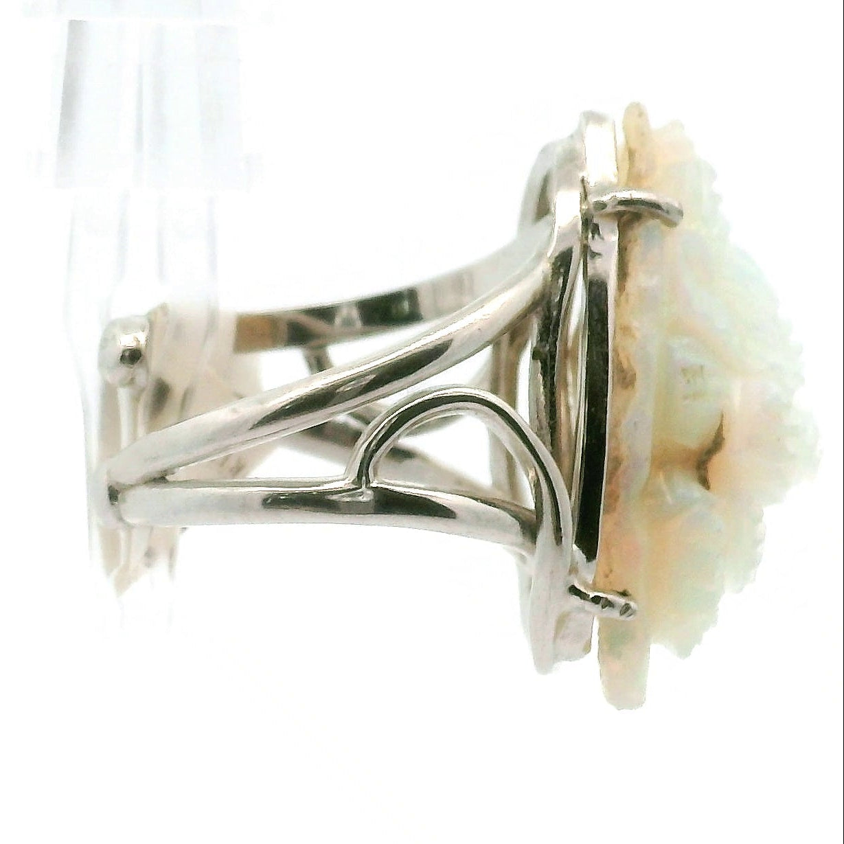 Ethiopian Opal Ganesha Cuff Ring .925 Silver for Good Luck, Transformation and Joy