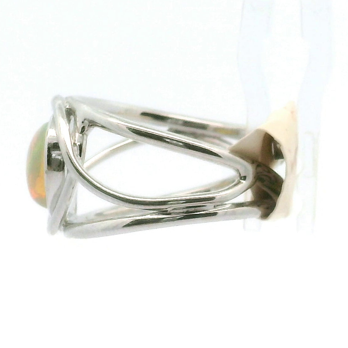 Ethiopian Opal Heart Midi Cuff Ring .925 Silver for Good Luck, Transformation and Joy
