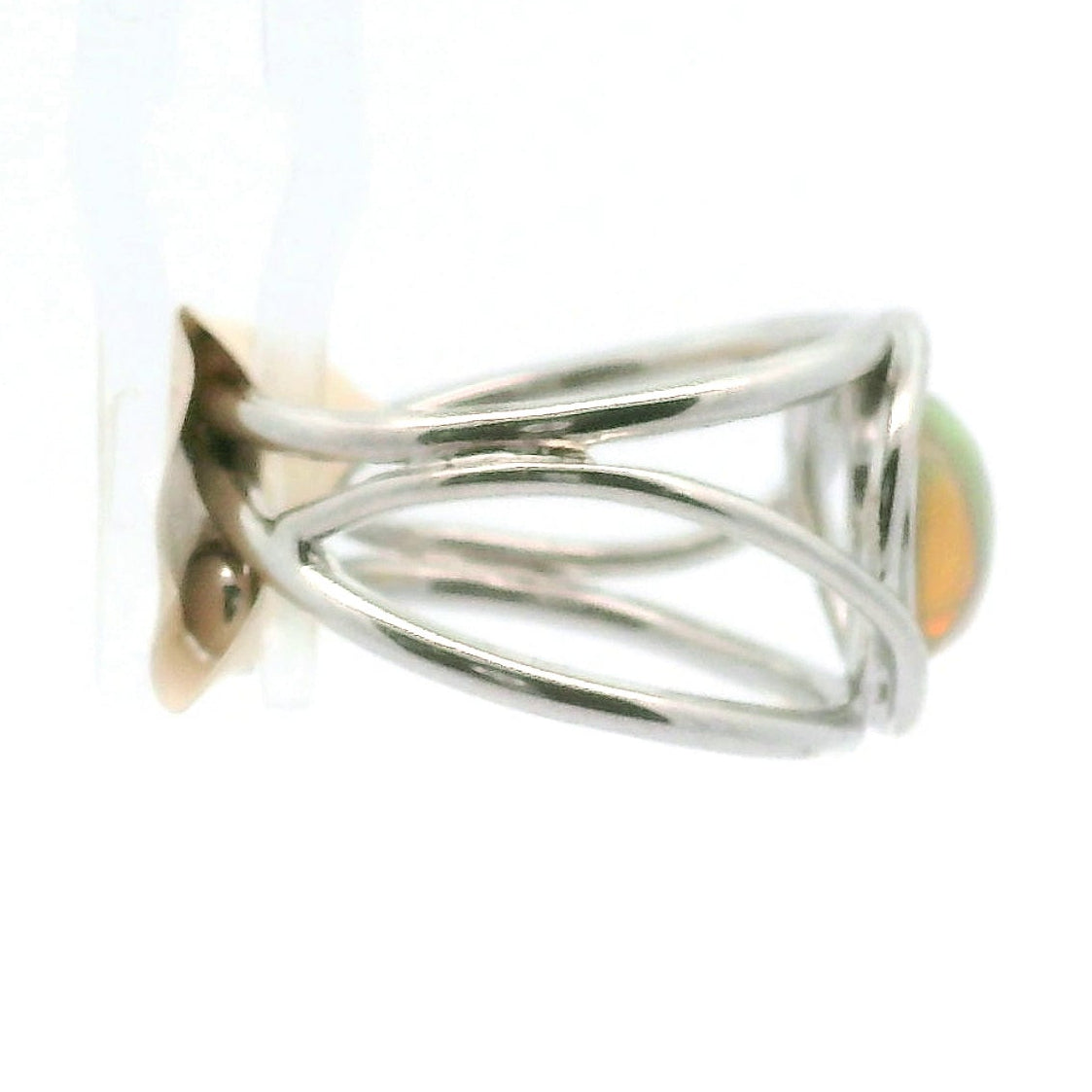 Ethiopian Opal Heart Midi Cuff Ring .925 Silver for Good Luck, Transformation and Joy