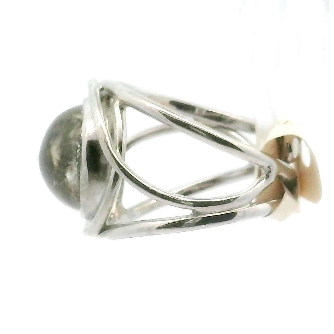 Fluorite in Quartz Adjustable Cuff Ring .925 Sterling Silver for Clearing Energy Fields