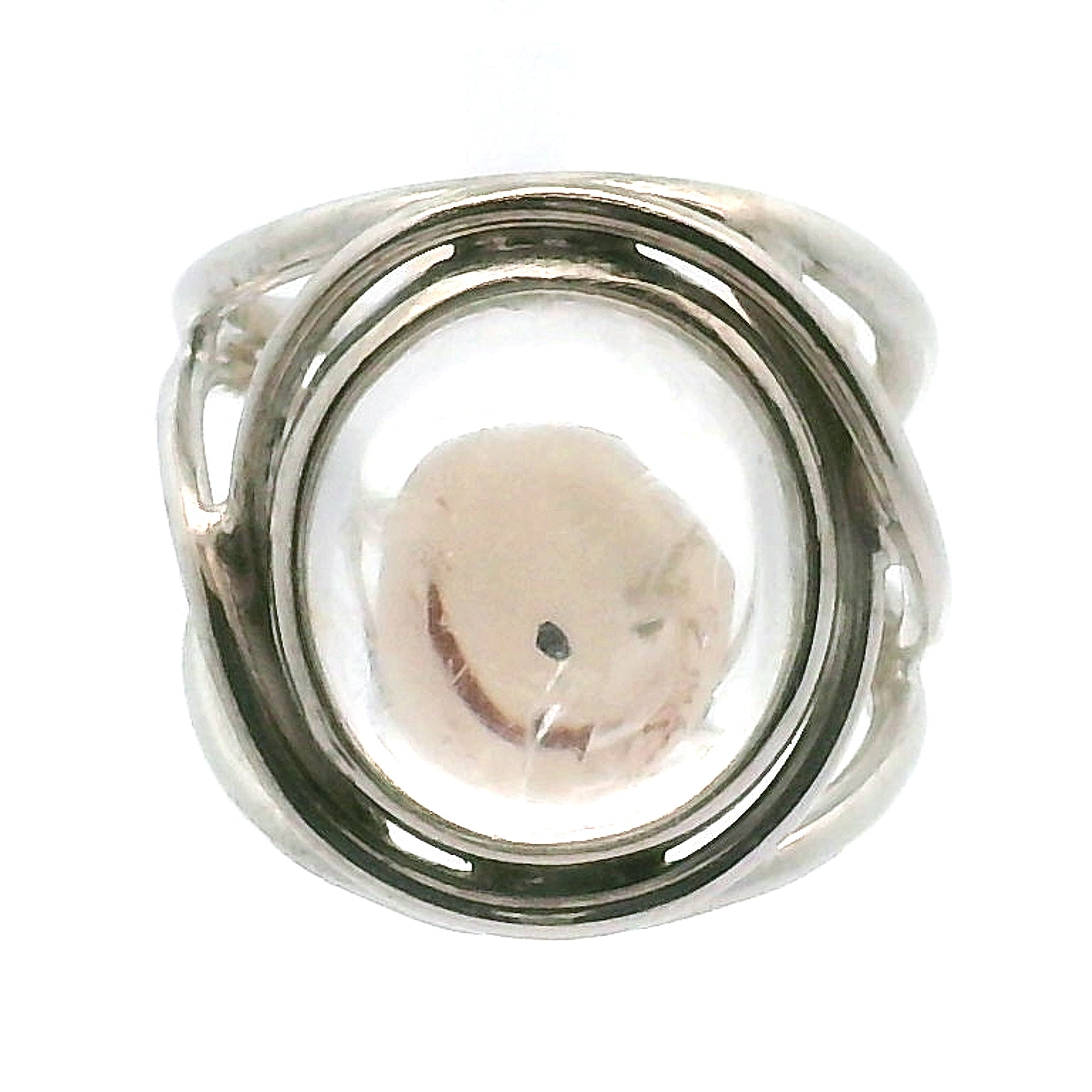 Fluorite in Quartz Adjustable Cuff Ring .925 Sterling Silver for Clearing Energy Fields