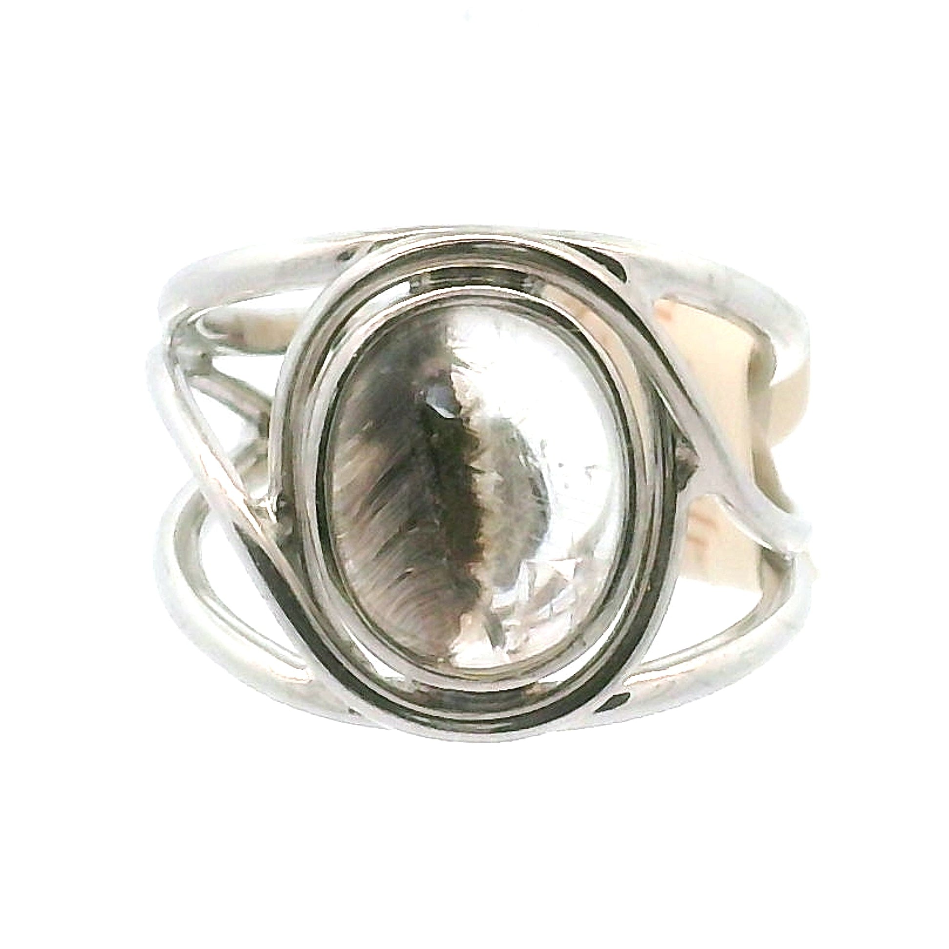 Silver Rutile Cuff Ring .925 Silver for Clarity, Mental & Emotional Strength
