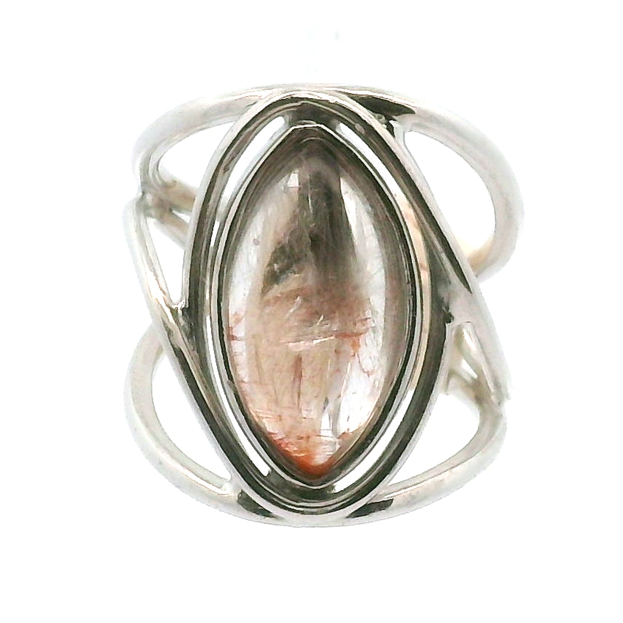 Silver Rutile Cuff Ring .925 Silver for Clarity, Mental & Emotional Strength