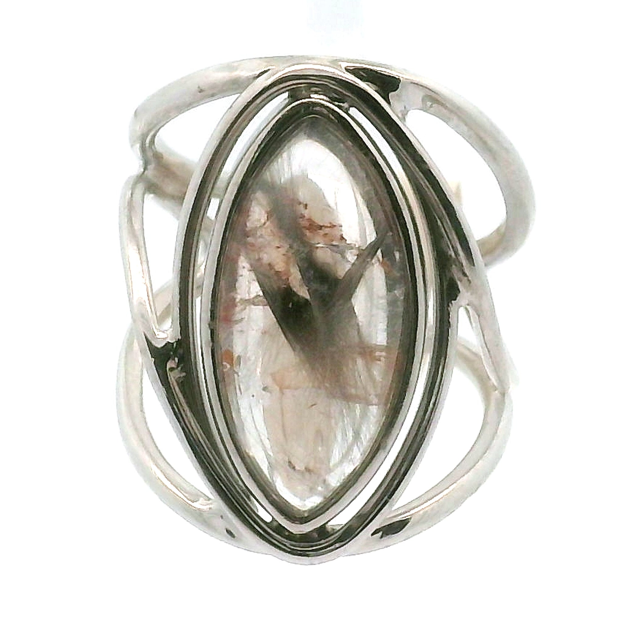 Silver Rutile Cuff Ring .925 Silver for Clarity, Mental & Emotional Strength