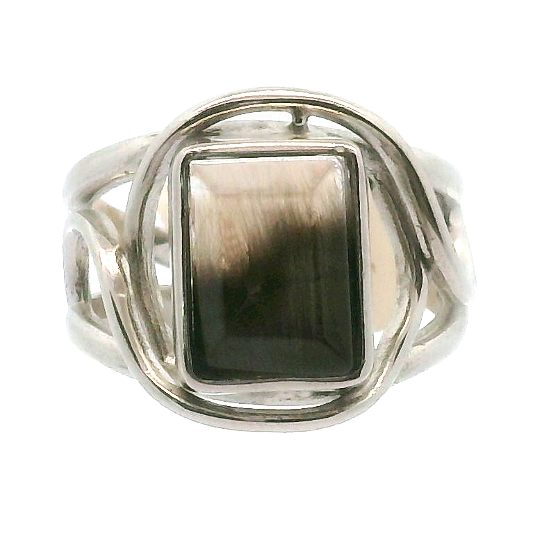 Silver Rutile Cuff Ring .925 Silver for Clarity, Mental & Emotional Strength