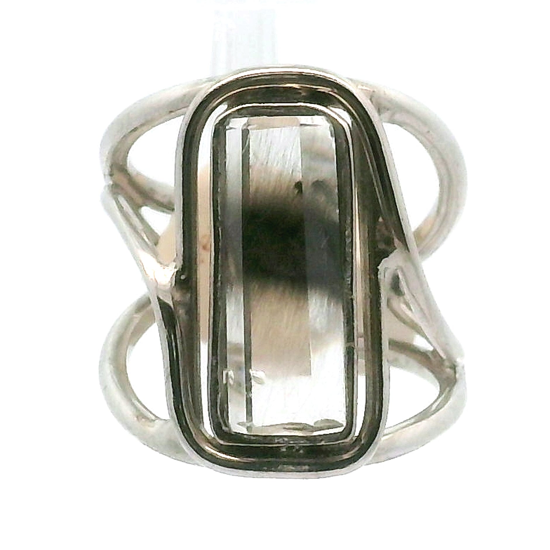 Silver Rutile Cuff Ring .925 Silver for Clarity, Mental & Emotional Strength