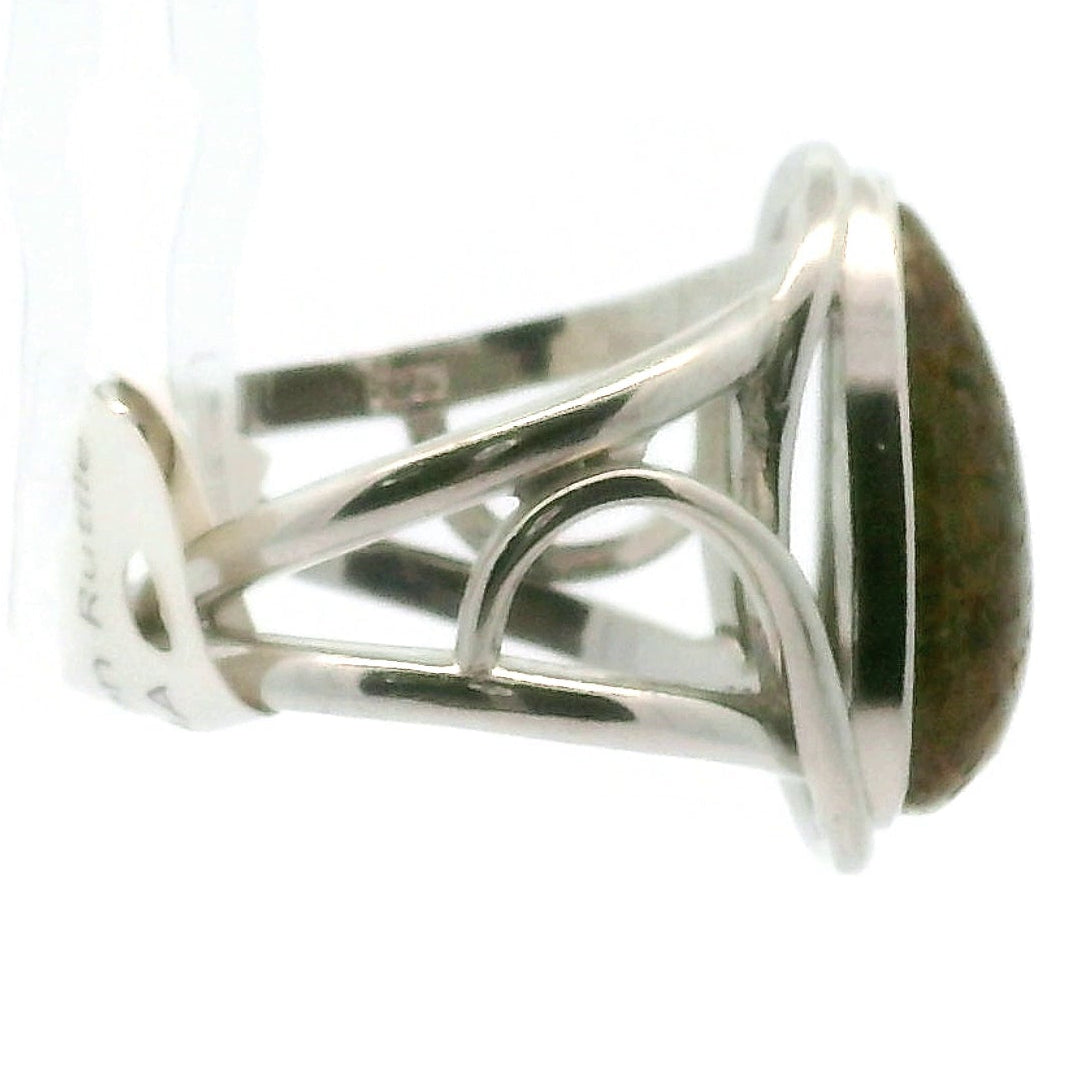 Gold and Green Rutile Cuff Ring .925 Silver for Insight, Meditation & Shamanic Journey
