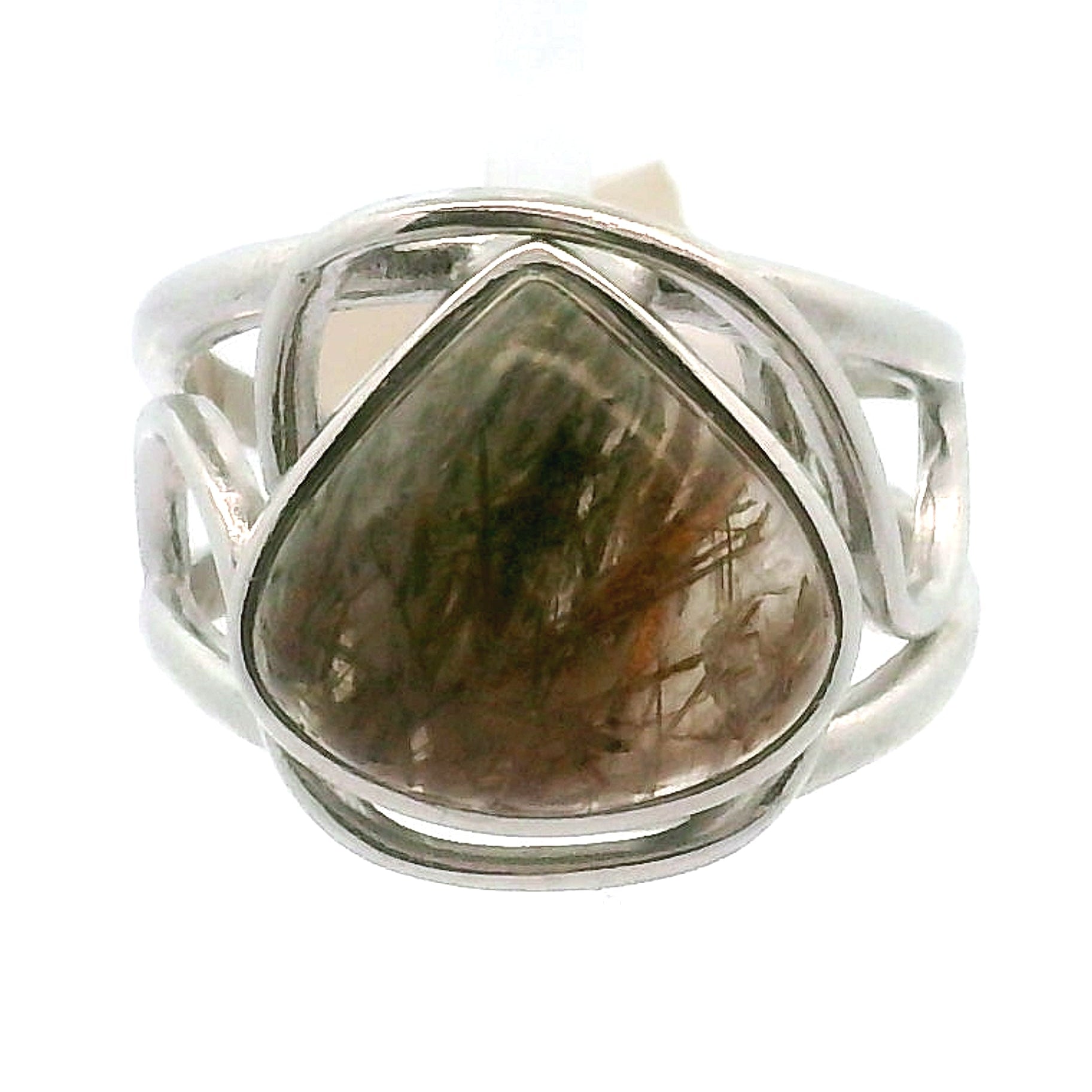 Gold and Green Rutile Cuff Ring .925 Silver for Insight, Meditation & Shamanic Journey