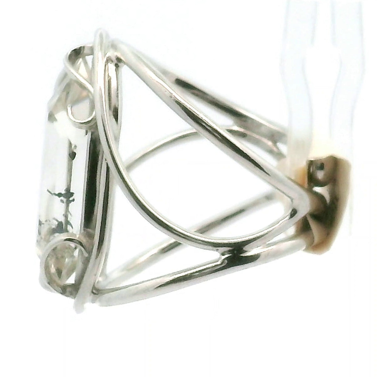 Clear Quartz with Hematite Cuff Ring .925 Silver for Healing, Intention Setting and Manifesting your Desires