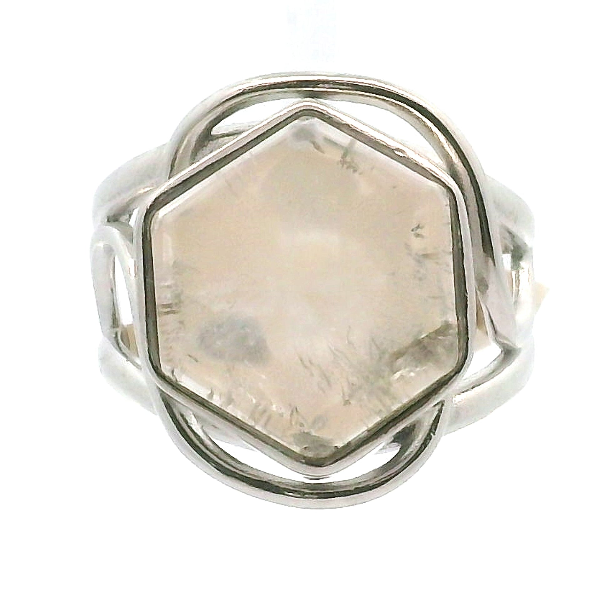 Clear Quartz Tripache Cuff Ring .925 Sterling Silver for Manifesting, Setting Intentions and Healing