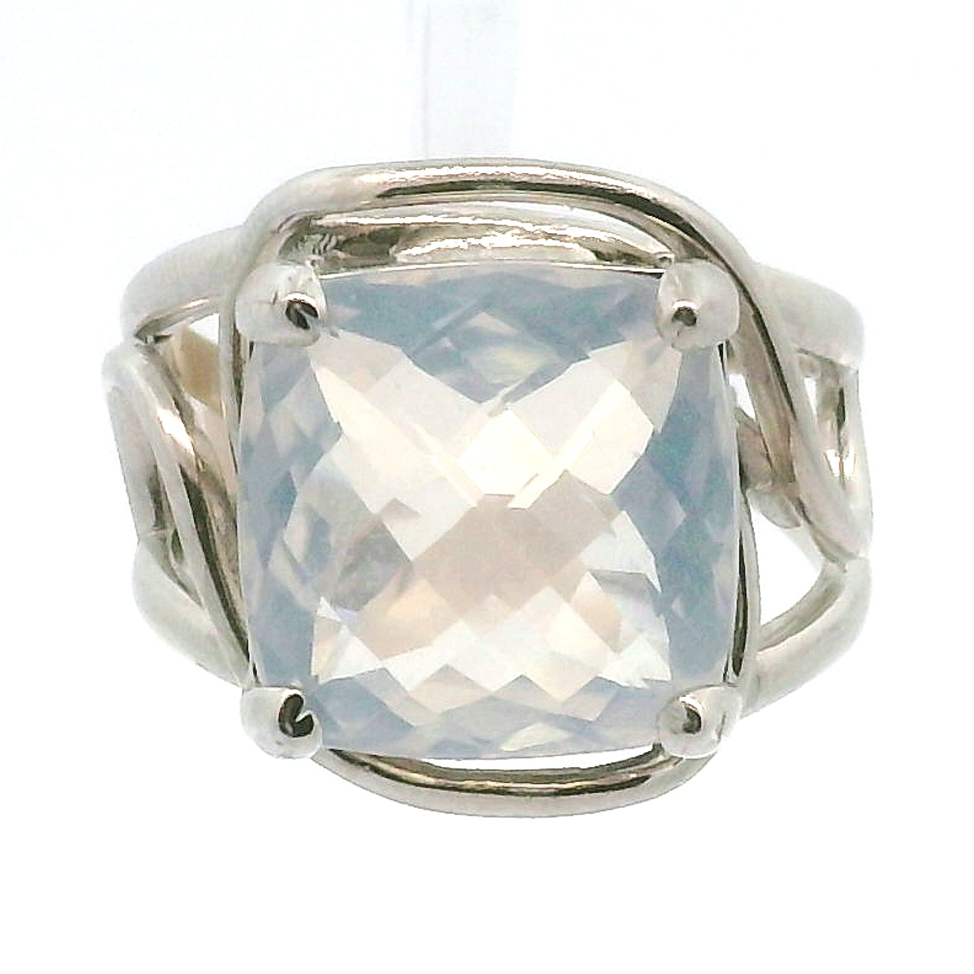 Moon Quartz Cuff Ring .925 Silver for Angelic Wisdom