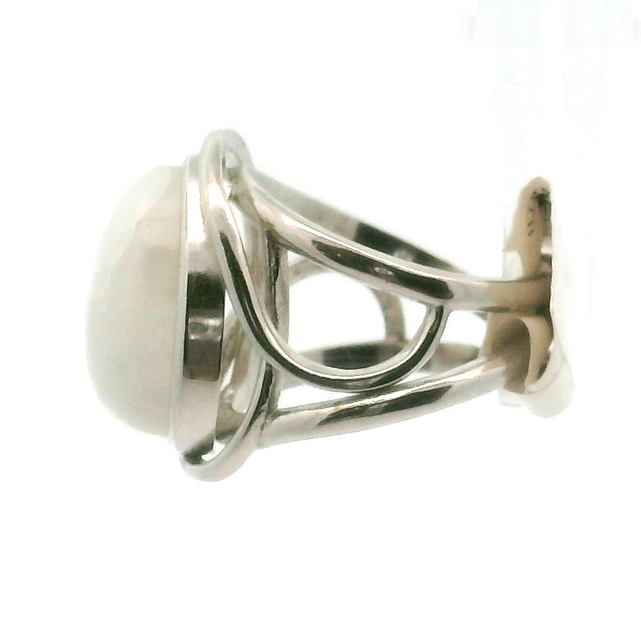 Rainbow Moonstone Cuff Ring .925 Silver for New Beginnings, Protection and Manifestation