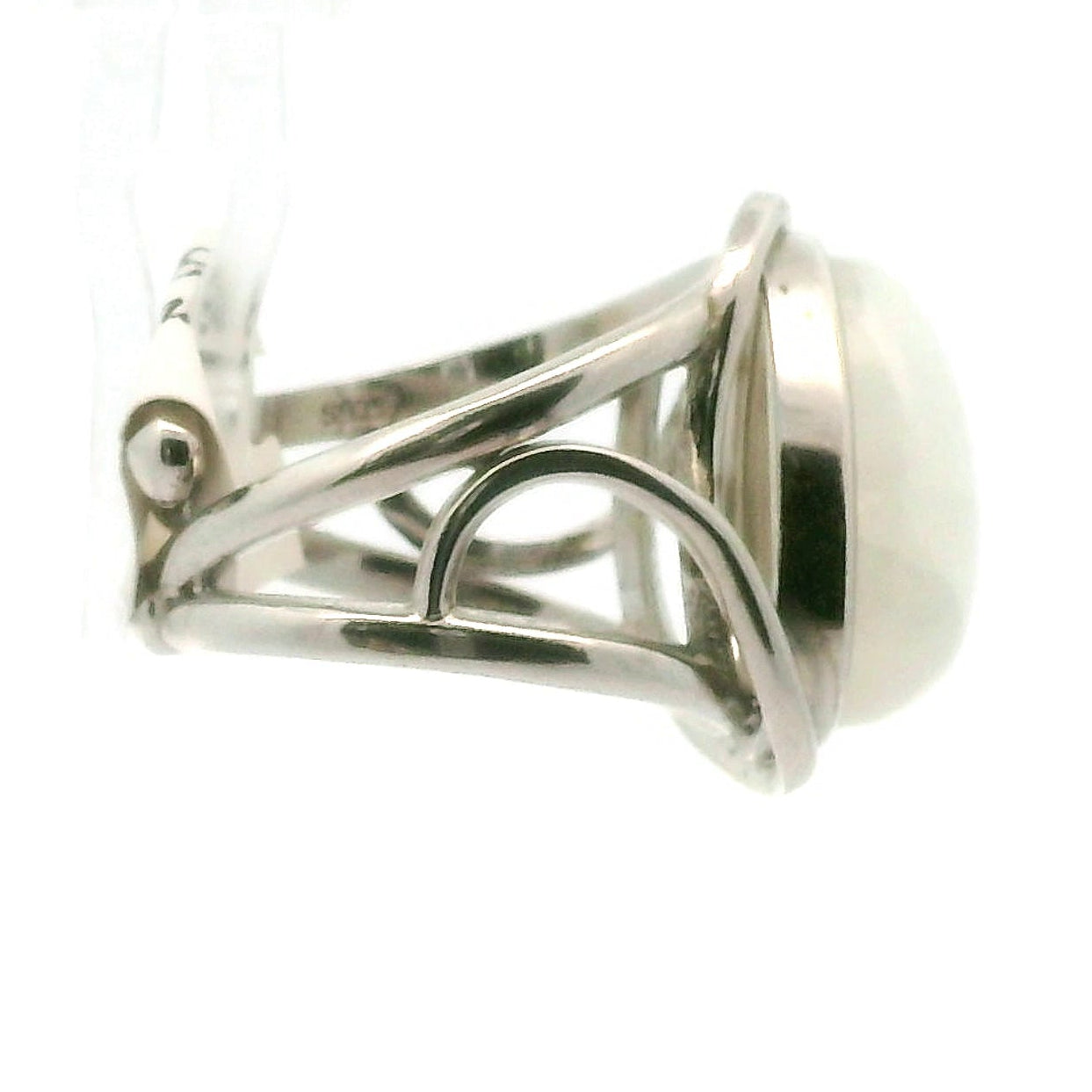 Rainbow Moonstone Cuff Ring .925 Silver for New Beginnings, Protection and Manifestation