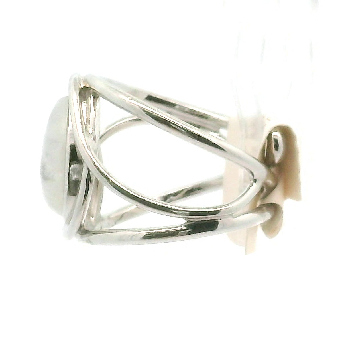 Rainbow Moonstone Cuff Ring .925 Silver for New Beginnings, Protection and Manifestation