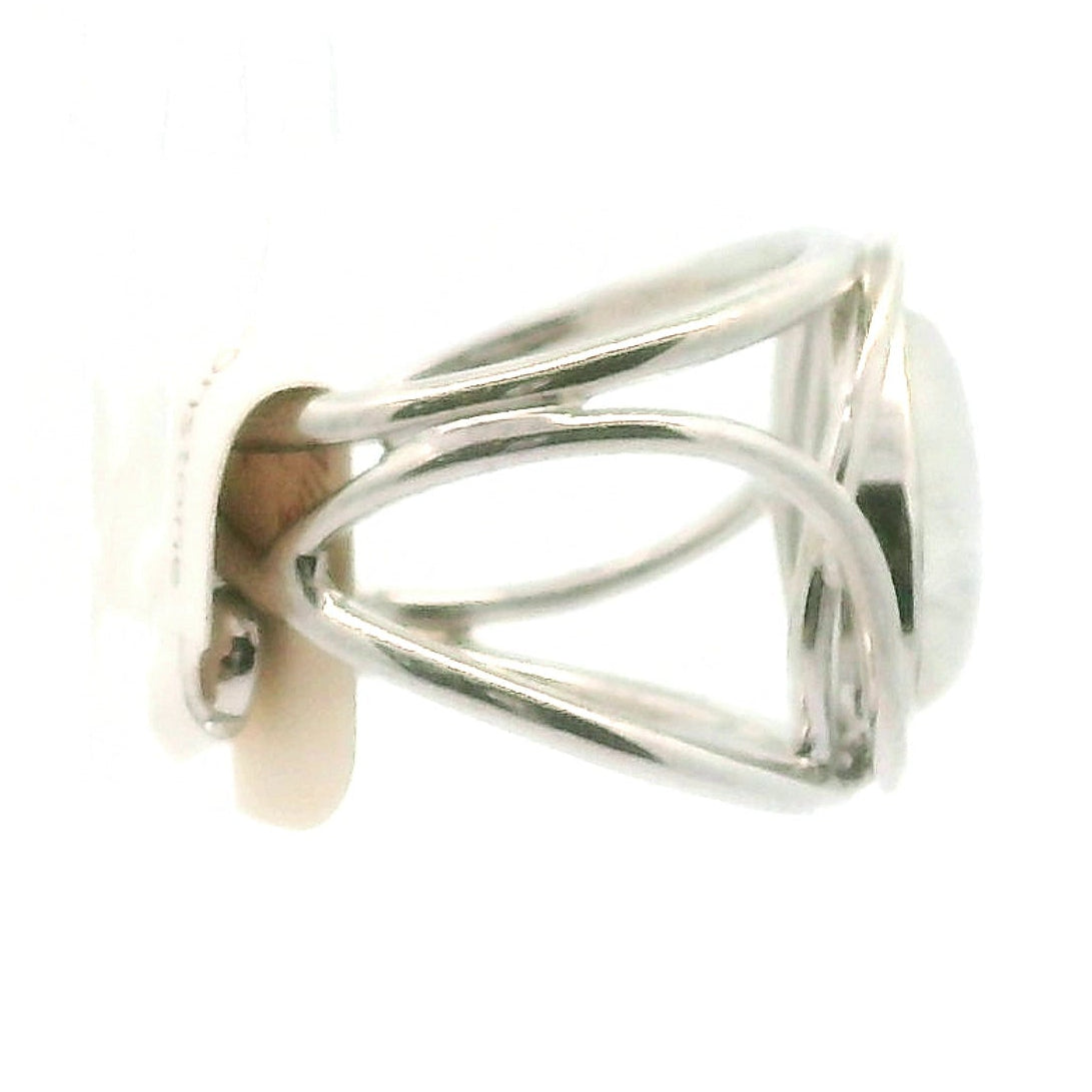 Rainbow Moonstone Cuff Ring .925 Silver for New Beginnings, Protection and Manifestation