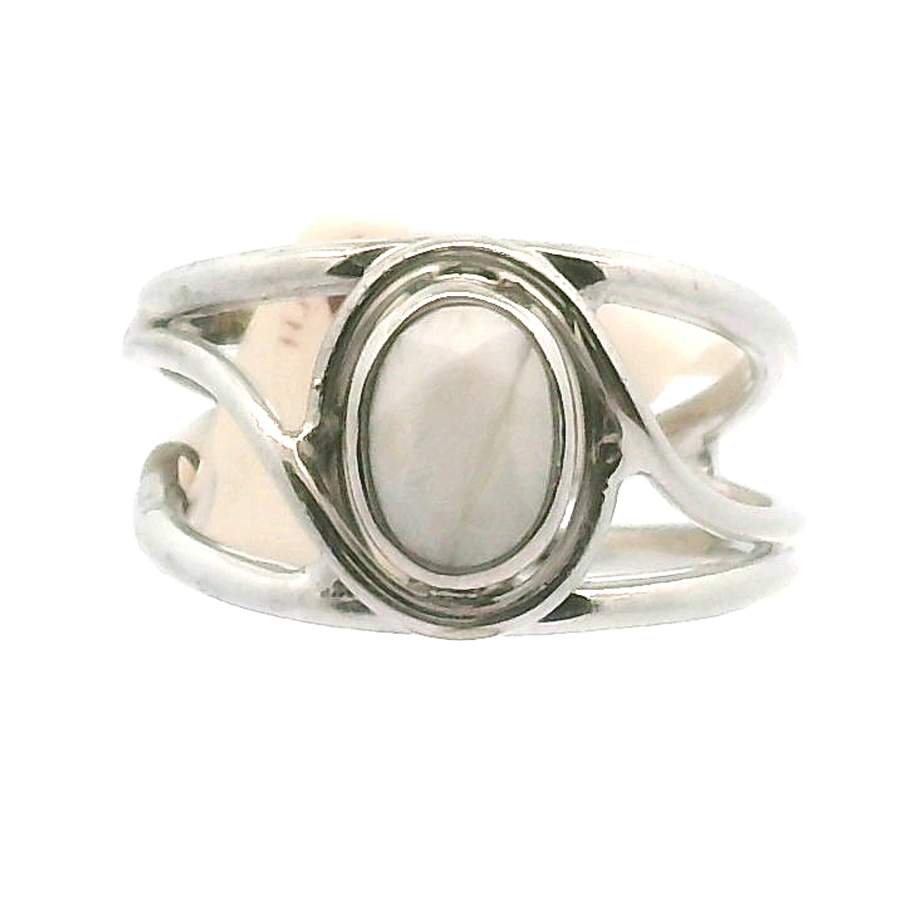 Howlite Faceted Midi Cuff Ring .925 Silver for Awareness, Calmness and Wisdom