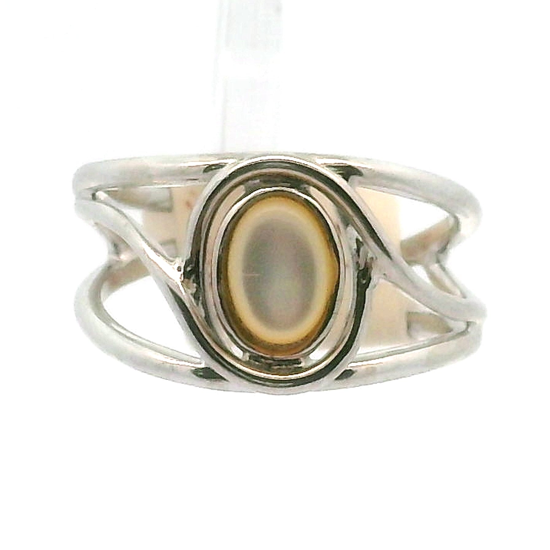 Mother of Pearl Midi Adjustable Cuff Ring .925 Silver for Embracing your Feminine Power, Memory and Peace of Mind