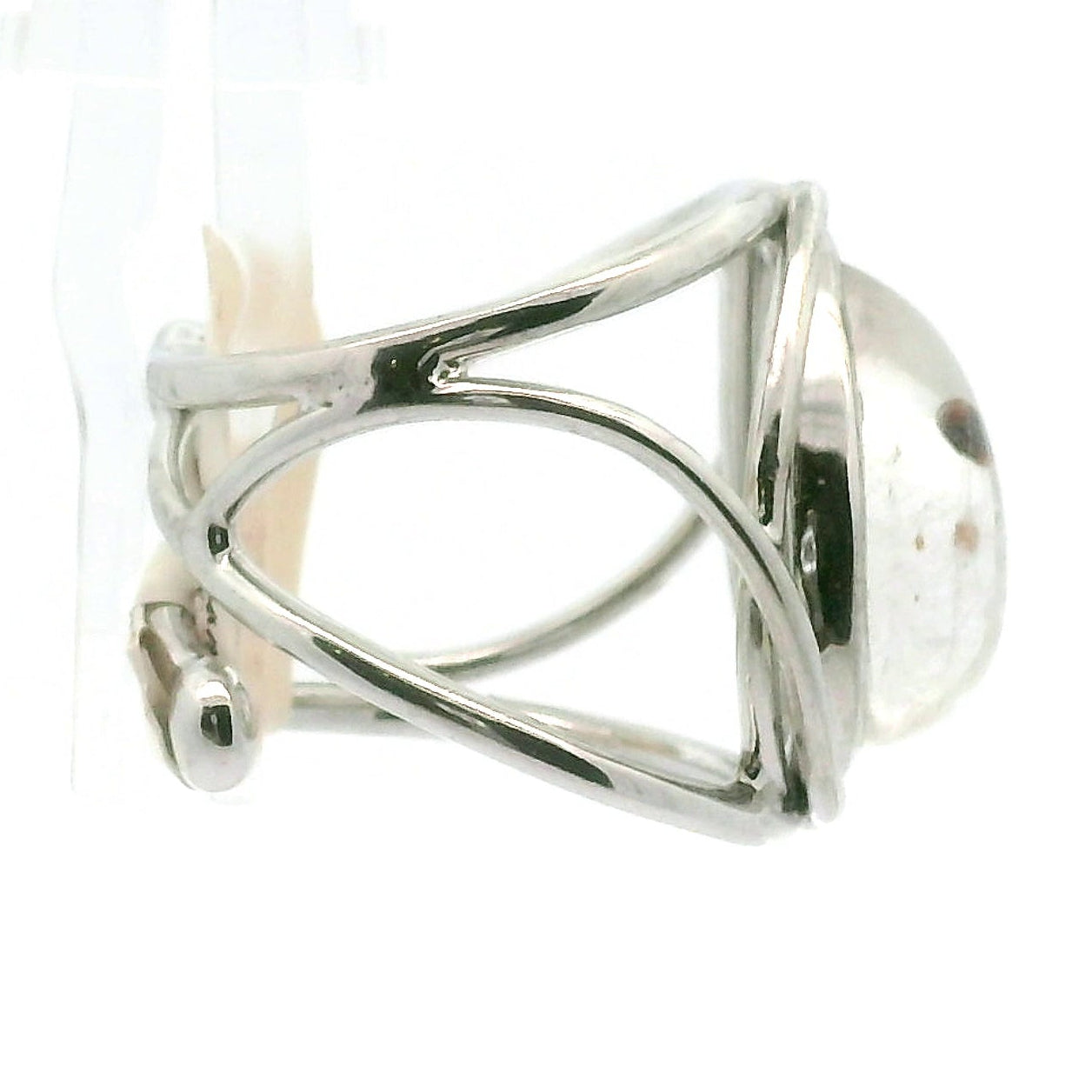 Garnet in Quartz Adjustable Cuff Ring .925 Silver for Manifesting Health, Grounding and Stability