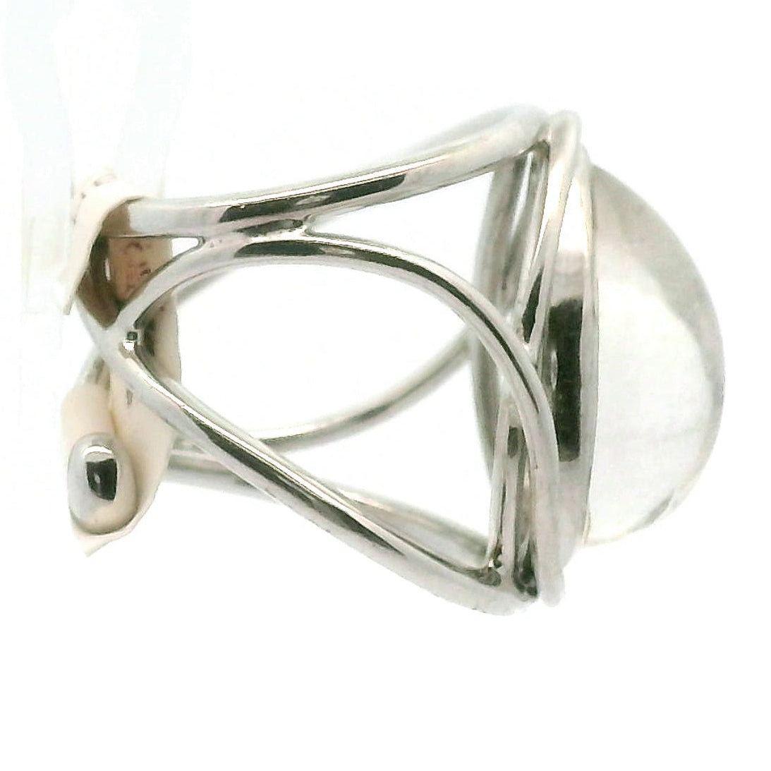 Garnet in Quartz  Adjustable Cuff Ring .925 Silver for Manifesting Health, Grounding and Stability