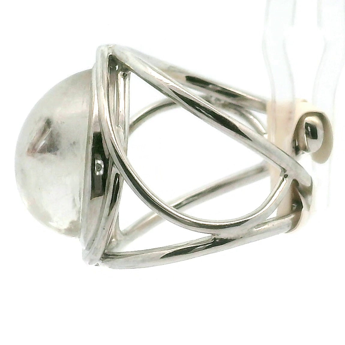 Garnet in Quartz Adjustable Cuff Ring .925 Silver for Manifesting Health, Grounding and Stability