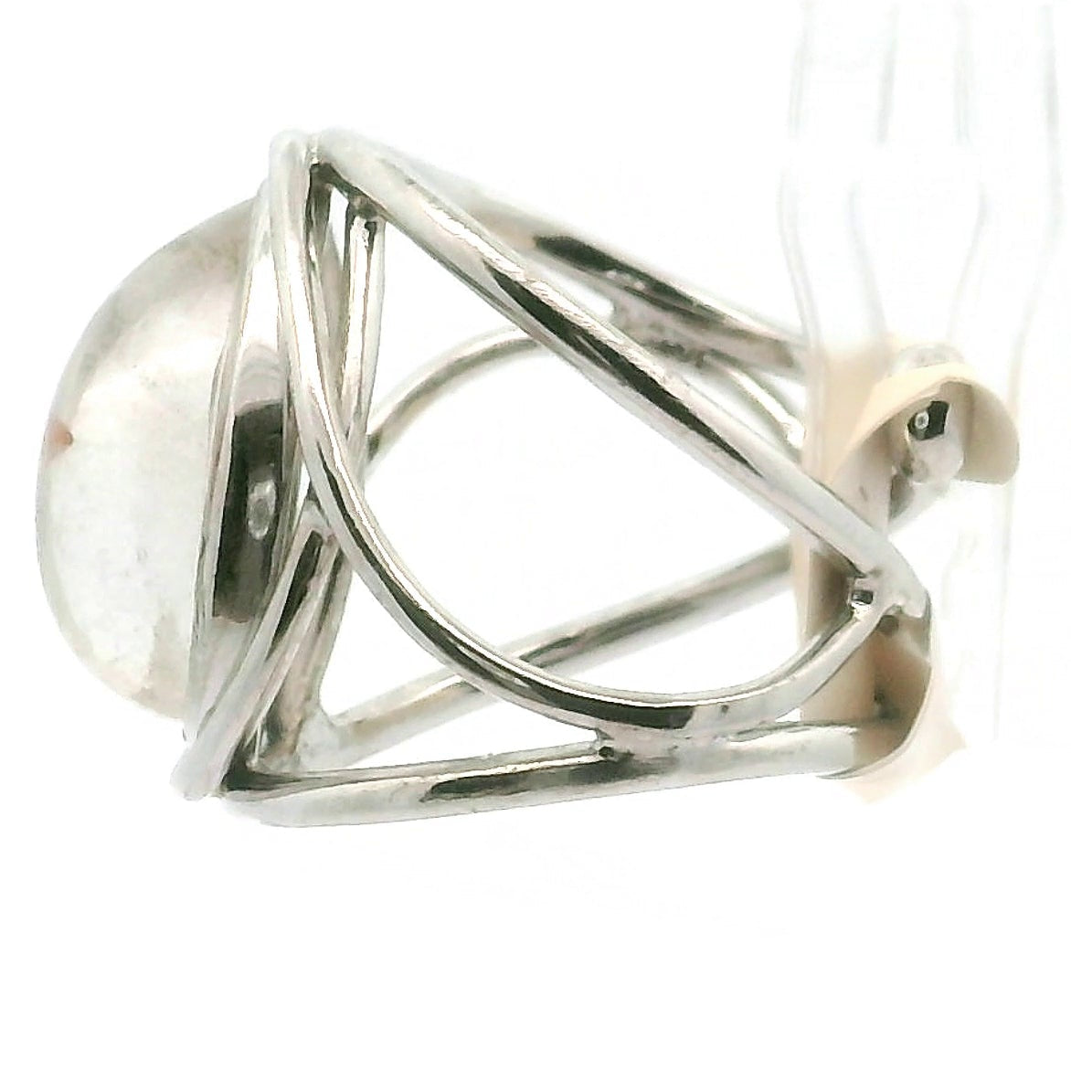 Garnet in Quartz Adjustable Cuff Ring .925 Silver for Manifesting Health, Grounding and Stability