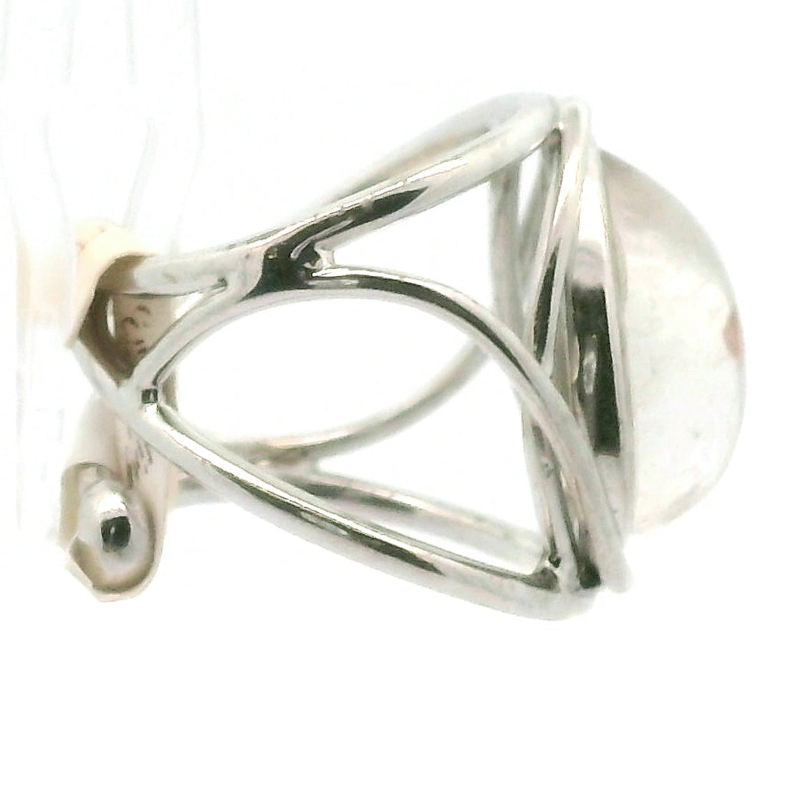 Garnet in Quartz Adjustable Cuff Ring .925 Silver for Manifesting Health, Grounding and Stability