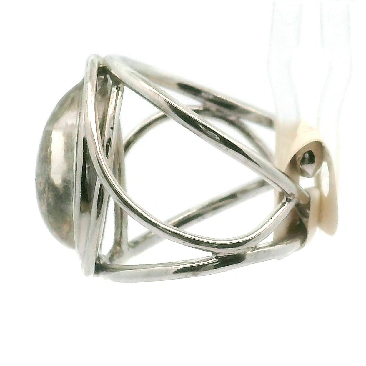 Garnet in Quartz Adjustable Cuff Ring .925 Silver for Manifesting Health, Grounding and Stability