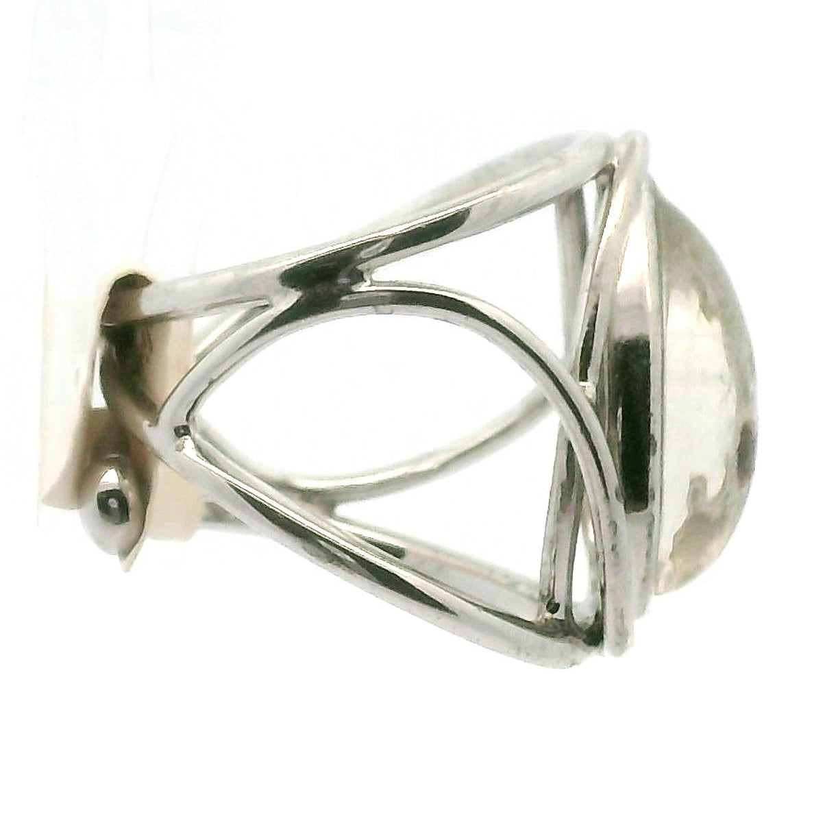 Garnet in Quartz Adjustable Cuff Ring .925 Silver for Manifesting Health, Grounding and Stability