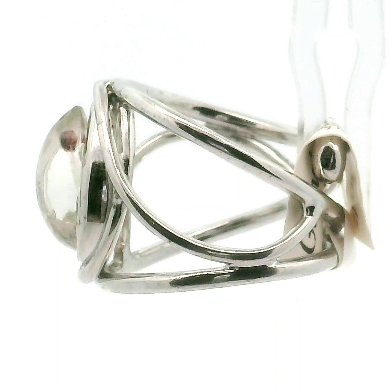 Garnet in Quartz Adjustable Cuff Ring .925 Silver for Manifesting Health, Grounding and Stability