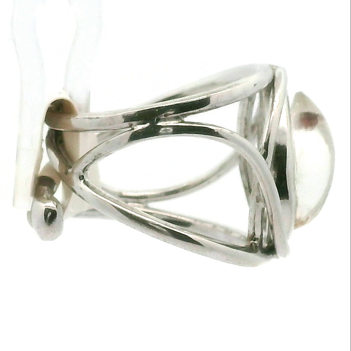 Garnet in Quartz Adjustable Cuff Ring .925 Silver for Manifesting Health, Grounding and Stability