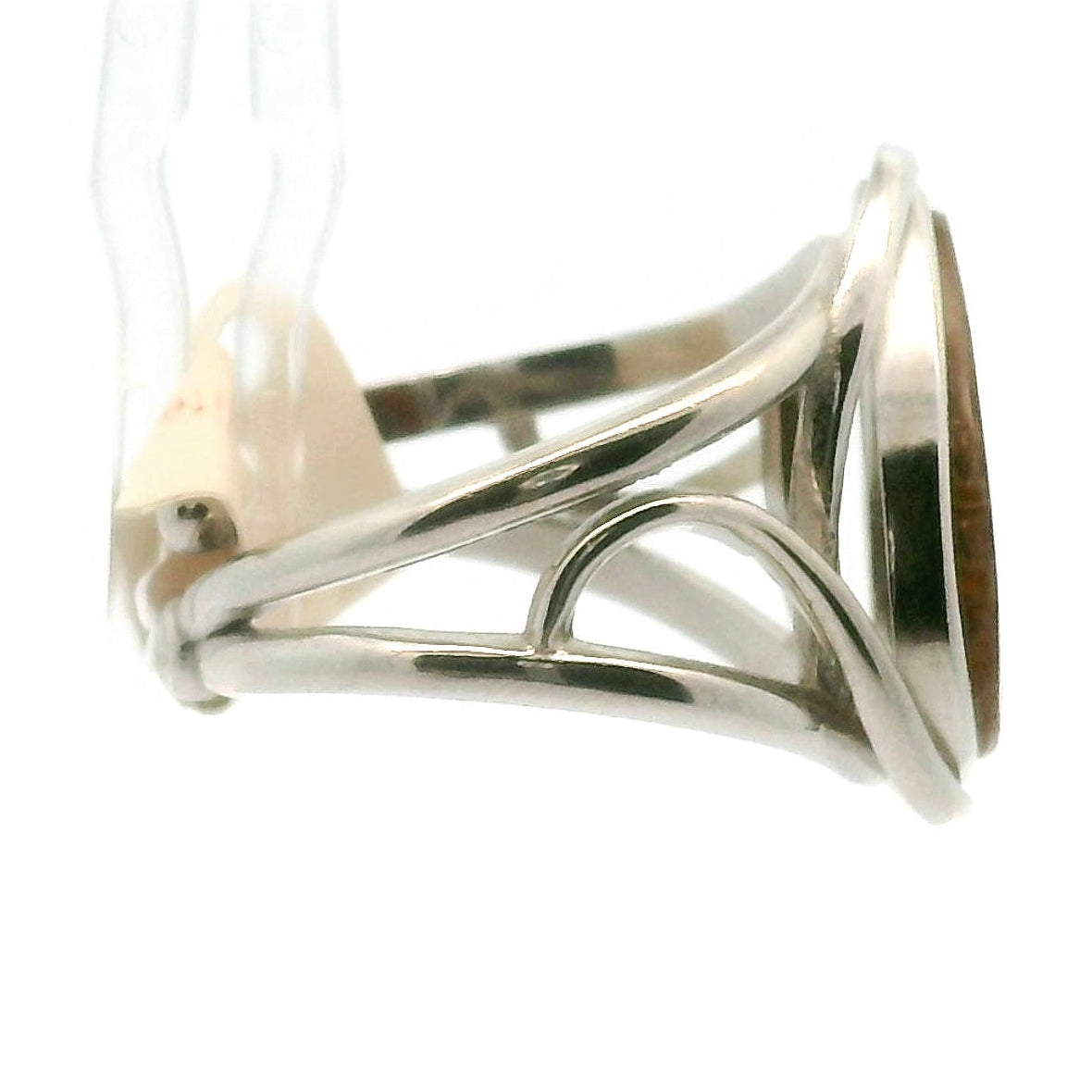 Ammonite with Ammolite Inlay Cuff Ring .925 Silver for Good Luck, Prosperity and Protection