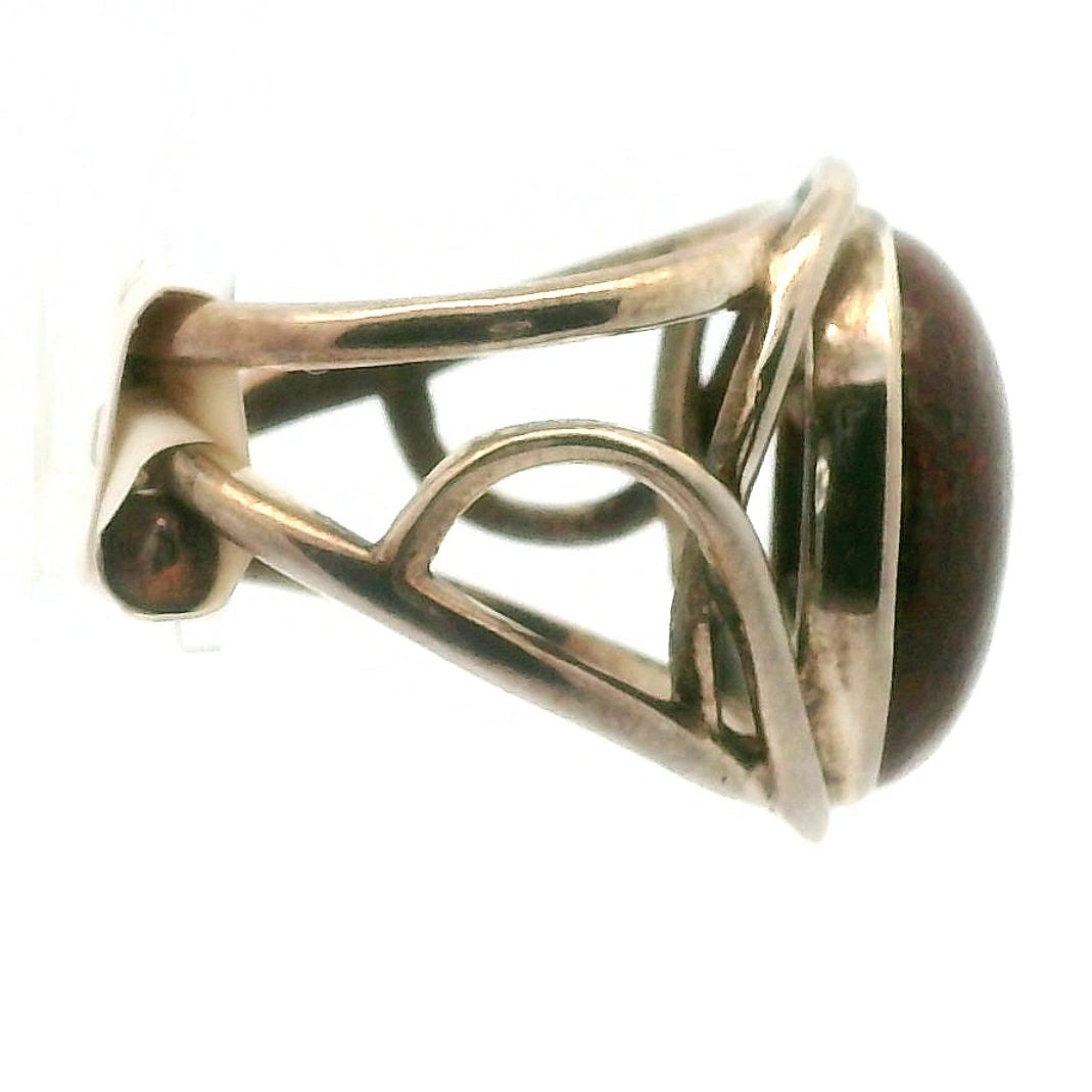 Dinosaur Bone Adjustable Cuff Ring .925 Silver for Connecting with Animal Guides, Shamanic Journey and Grounding
