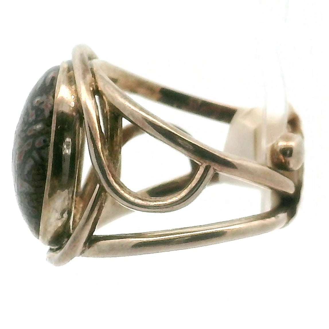 Dinosaur Bone Adjustable Cuff Ring .925 Silver for Connecting with Animal Guides, Shamanic Journey and Grounding