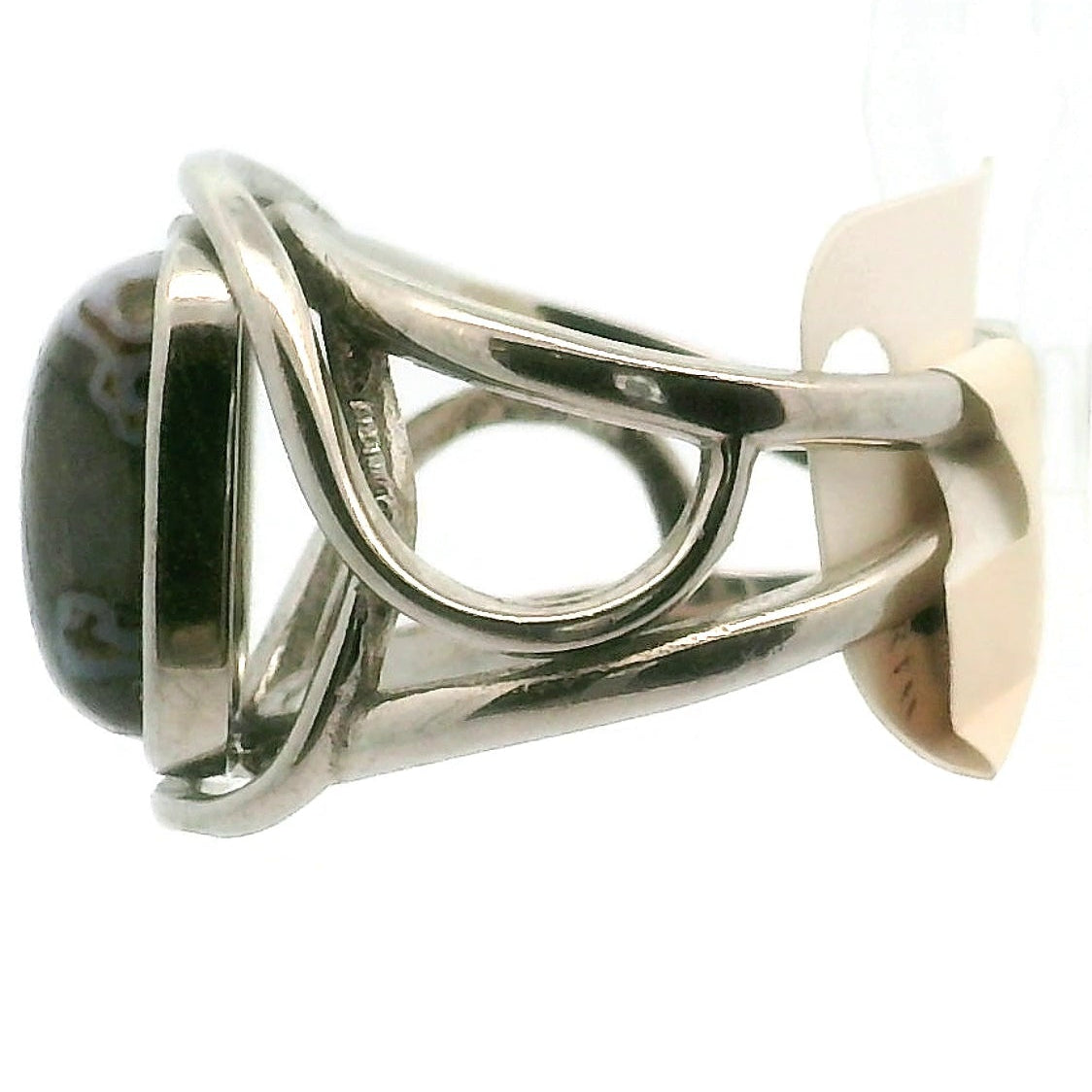 Dinosaur Bone Adjustable Cuff Ring .925 Silver for Connecting with Animal Guides, Shamanic Journey and Grounding