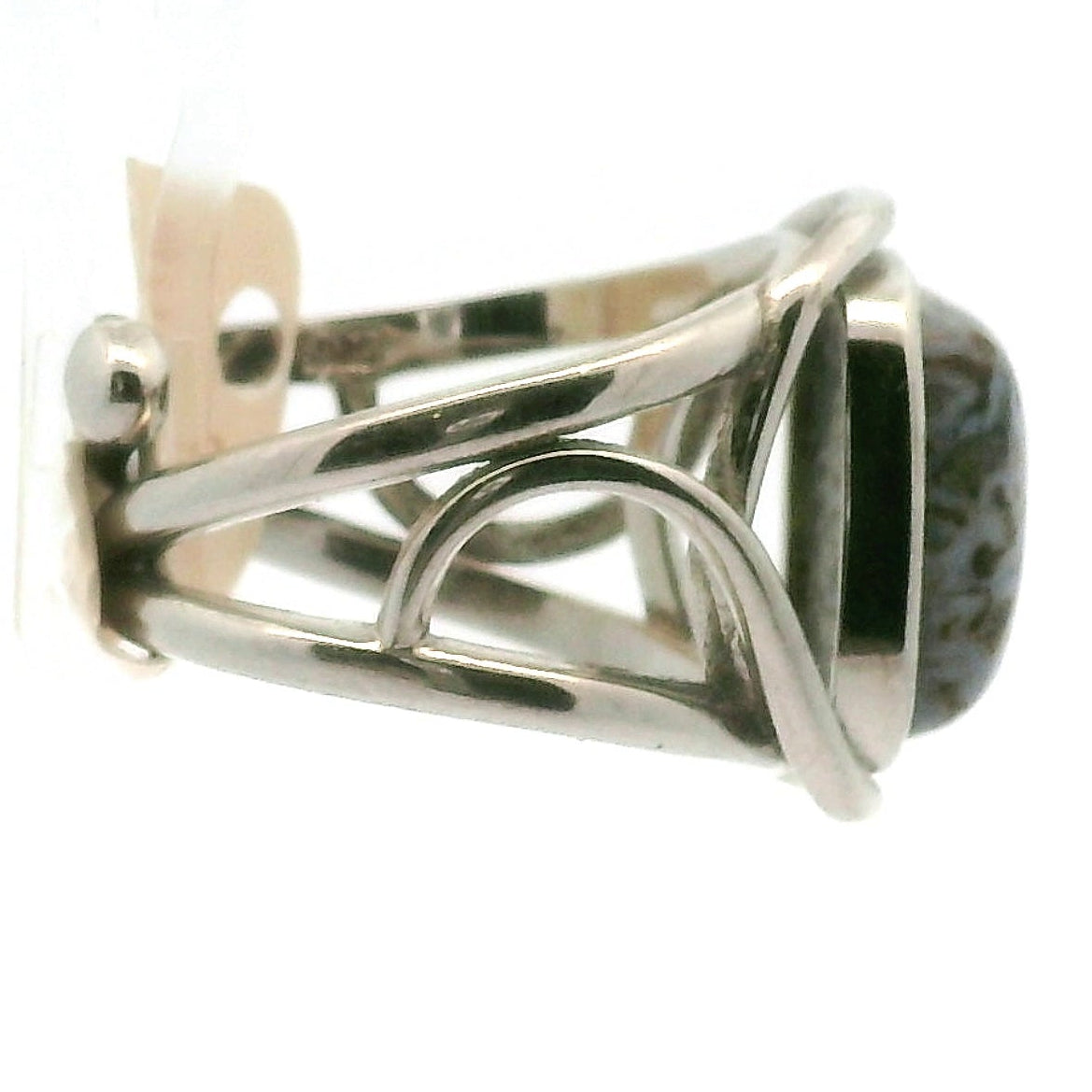 Dinosaur Bone Adjustable Cuff Ring .925 Silver for Connecting with Animal Guides, Shamanic Journey and Grounding