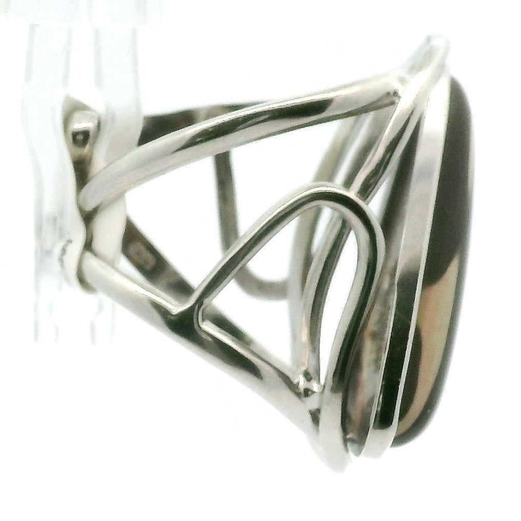 Zebra Jasper Large Stone Cuff Ring .925 Silver for Overcoming Challenges and Staying Grounded