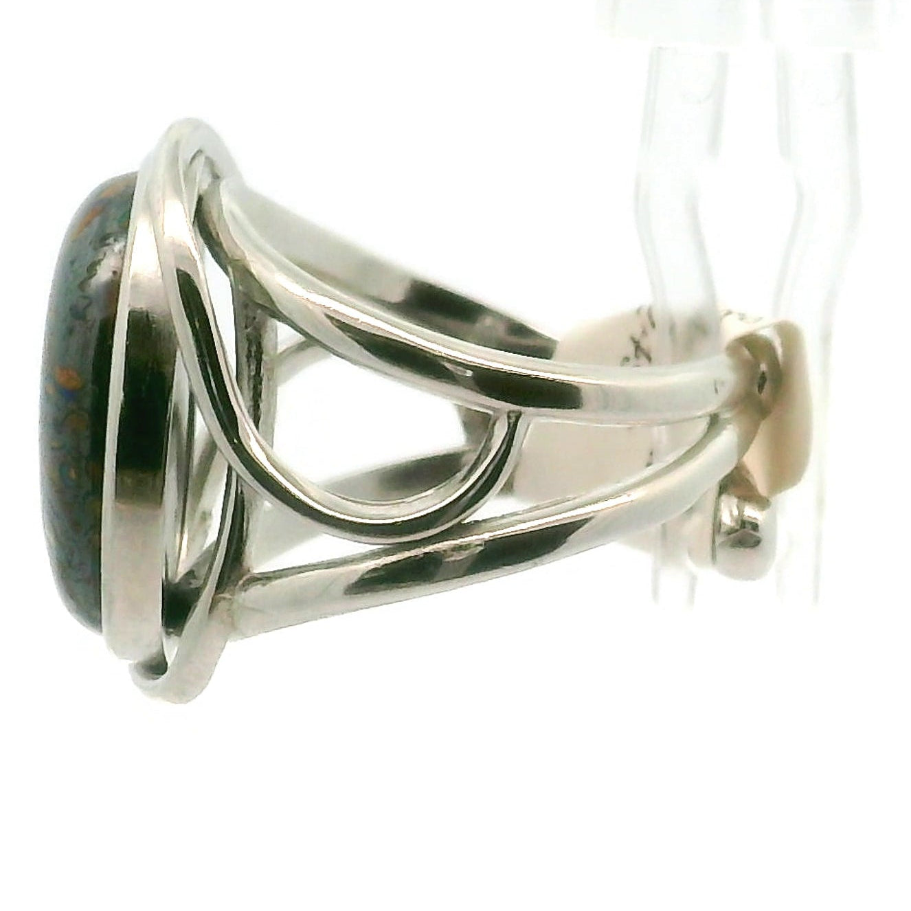 Boulder Opal Cuff Ring .925 Silver for Emotional Support, Joy and Self Worth