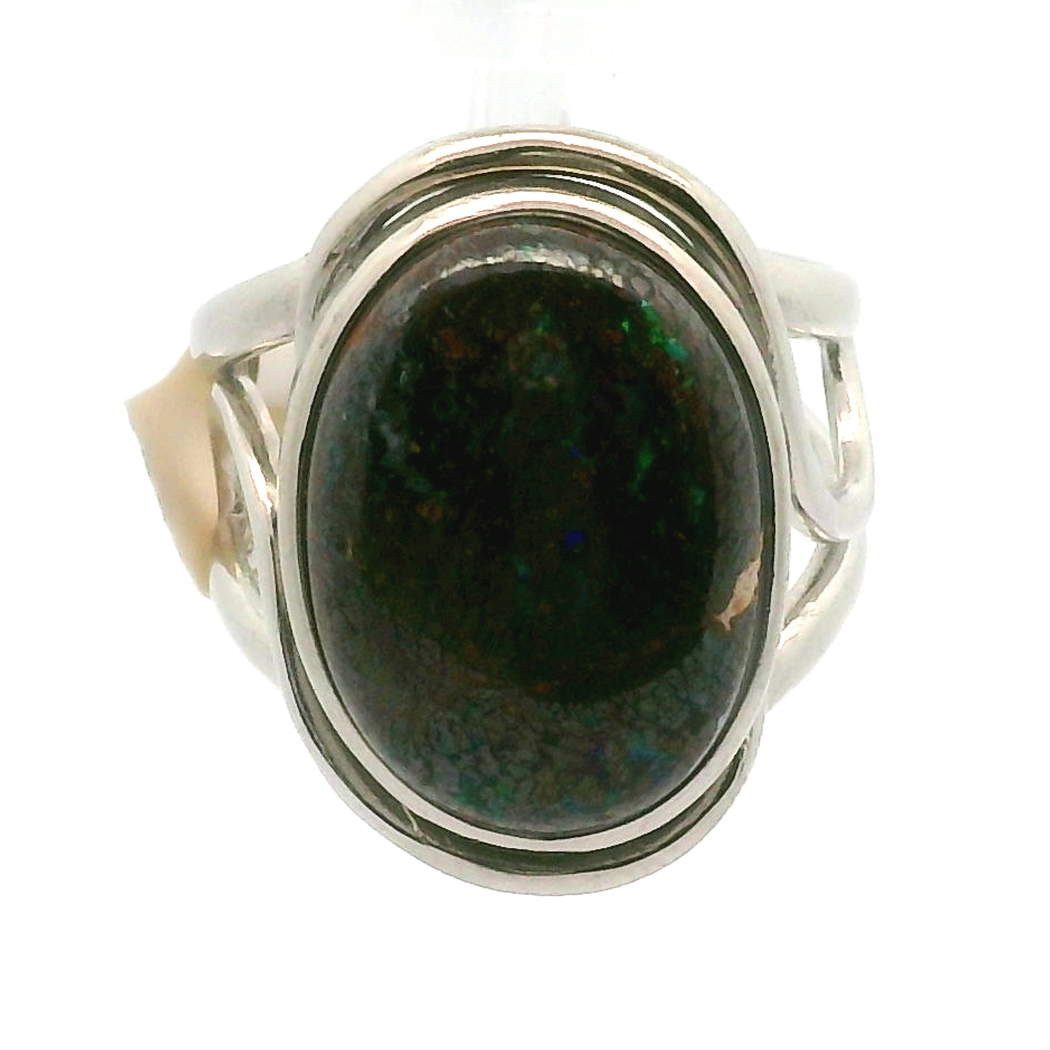 Boulder Opal Cuff Ring .925 Silver for Emotional Support, Joy and Self Worth