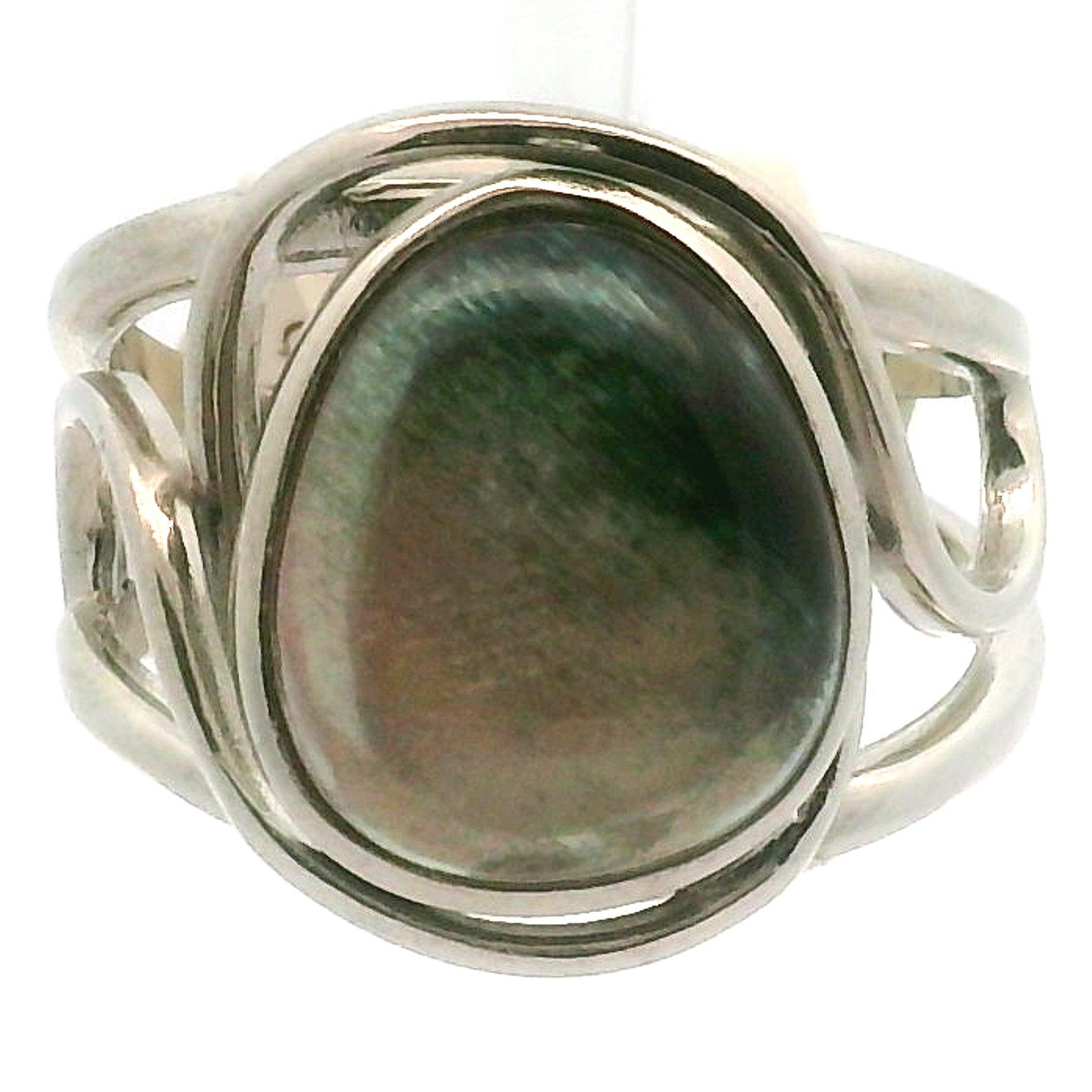Andesine Golden Labradorite Adjustable Cuff Ring .925 Silver for Elevating your Consciousness