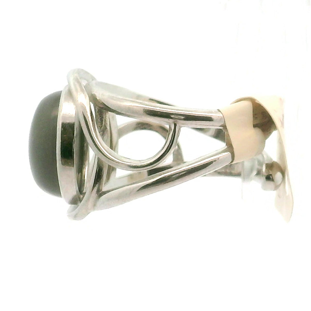 Black Moonstone with Sunstone Adjustable Finger Cuff Ring .925 Silver for Intuition, Confident New Beginnings and Manifestation