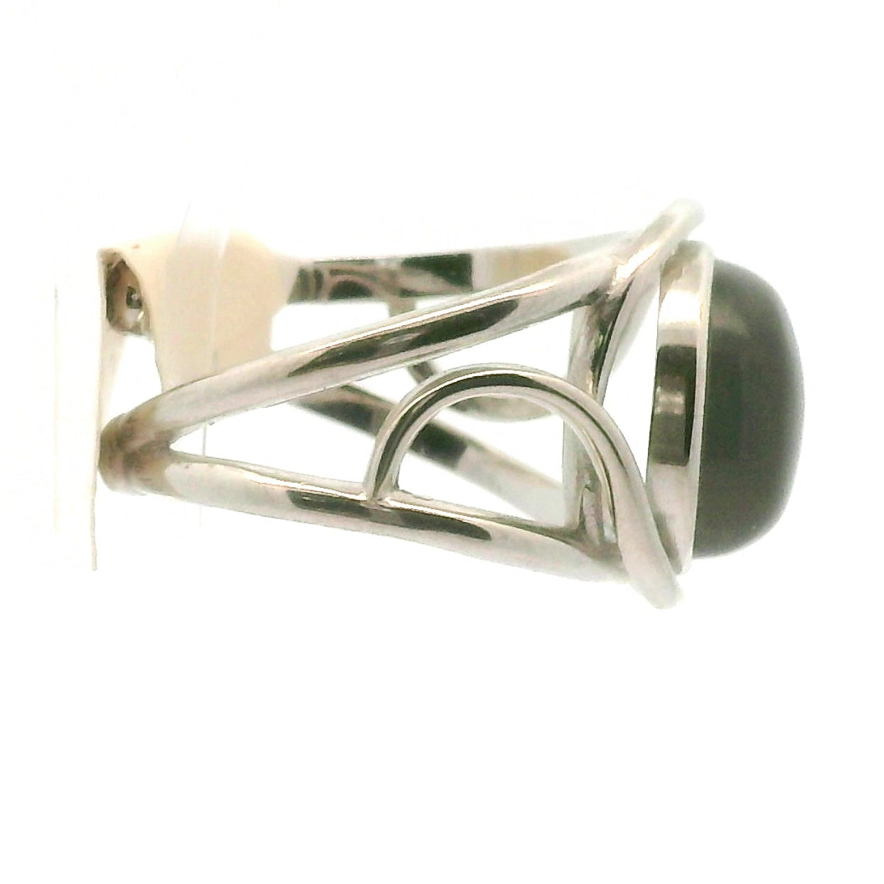 Black Moonstone with Sunstone Adjustable Finger Cuff Ring .925 Silver for Intuition, Confident New Beginnings and Manifestation