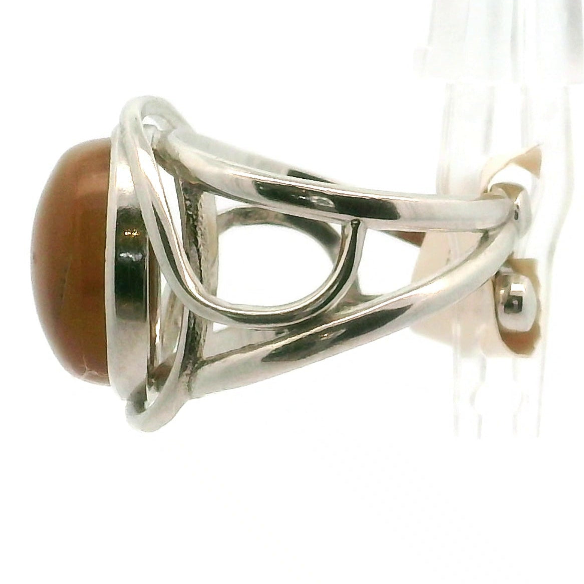 Black Moonstone with Sunstone Adjustable Finger Bracelet .925 Silver for Creation, Divine Feminine, & Manifestation