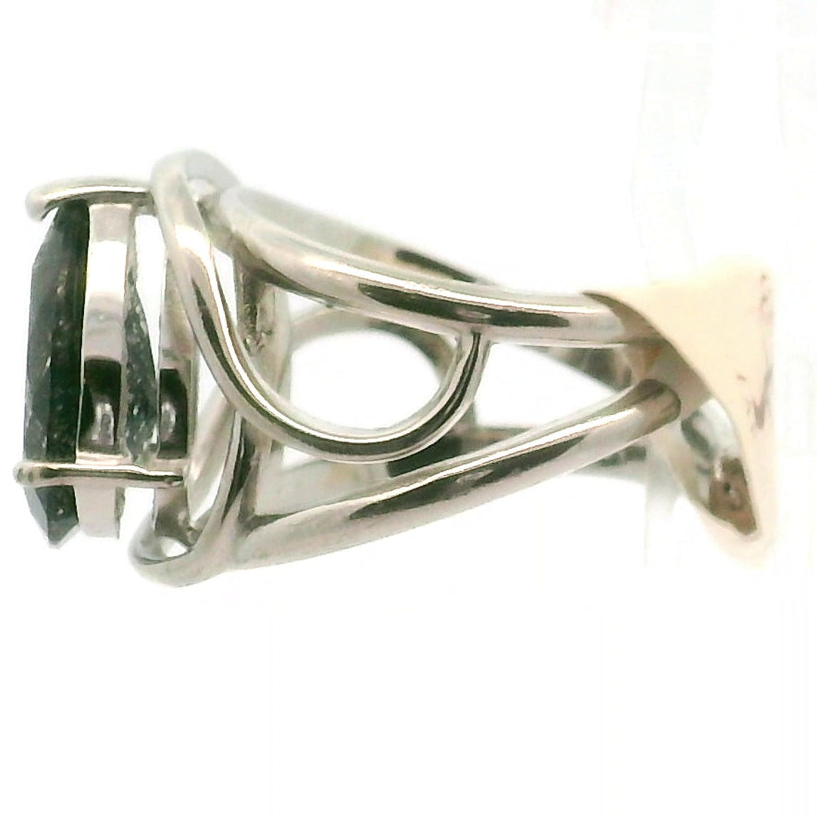 Black Rutilated Quartz Cuff Ring.925 Silver for Amplification and Protection