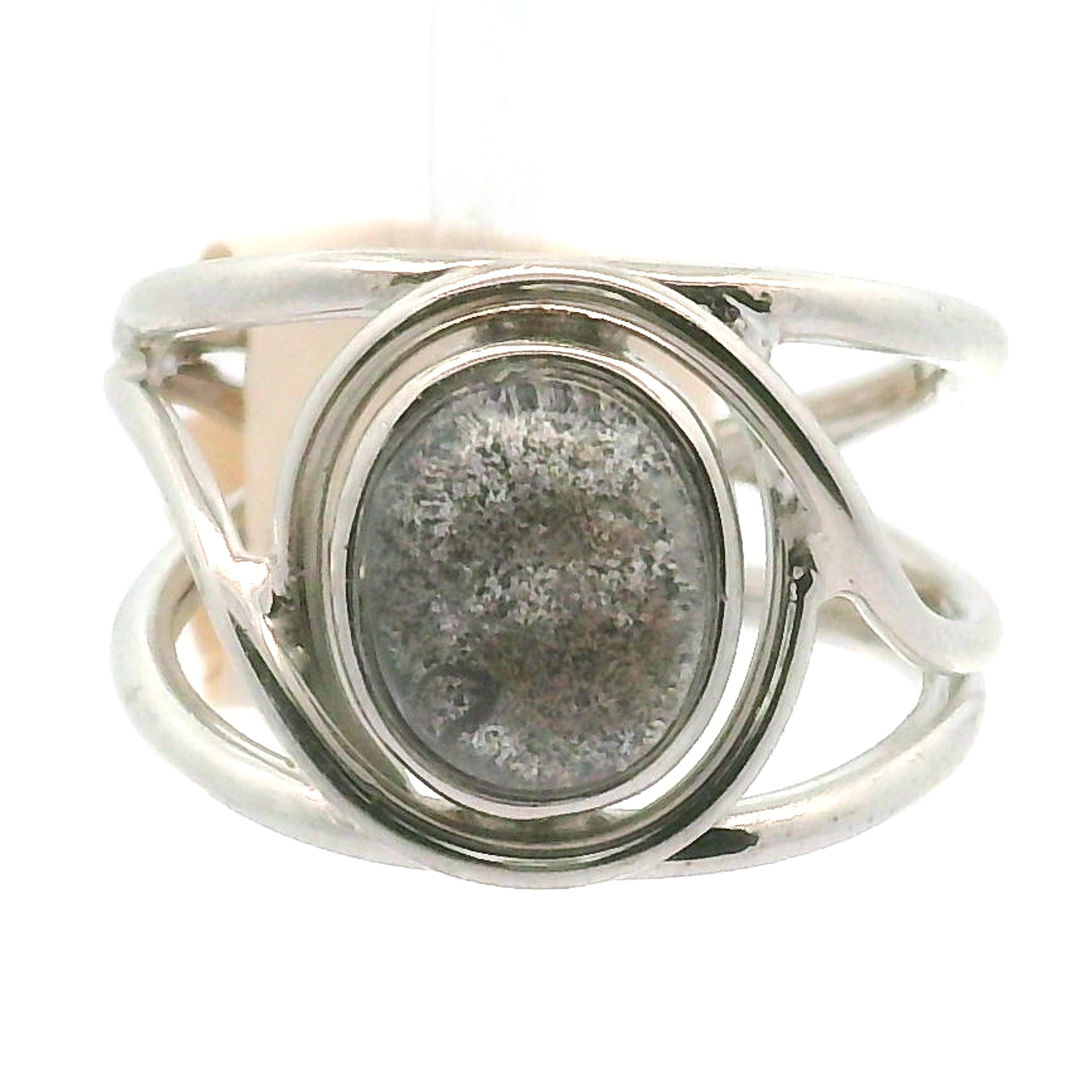 Silver in Quartz Cuff Ring .925 Silver for Clearing Energy, Manifestation and Protection
