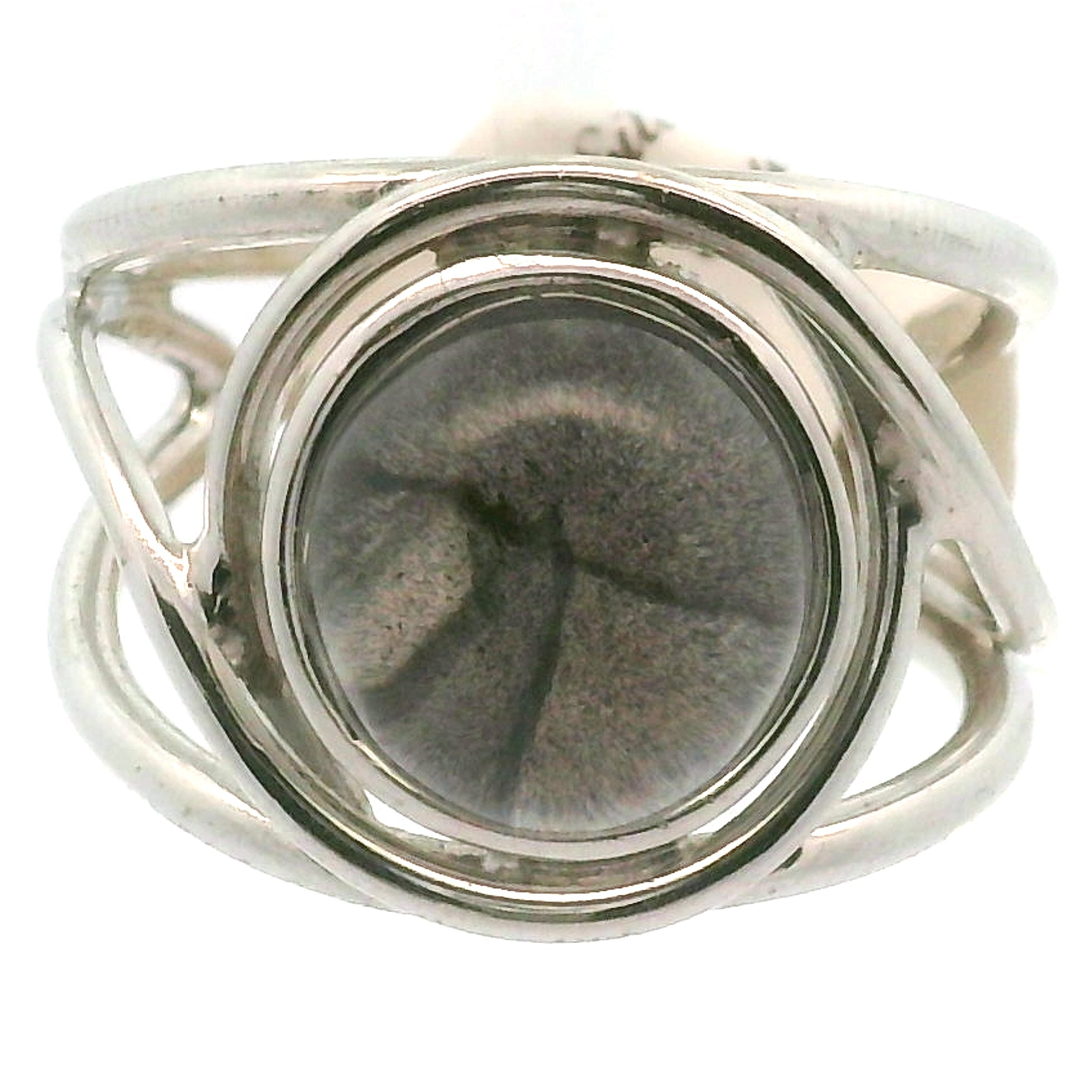 Silver in Quartz Cuff Ring .925 Silver for Clearing Energy, Manifestation and Protection